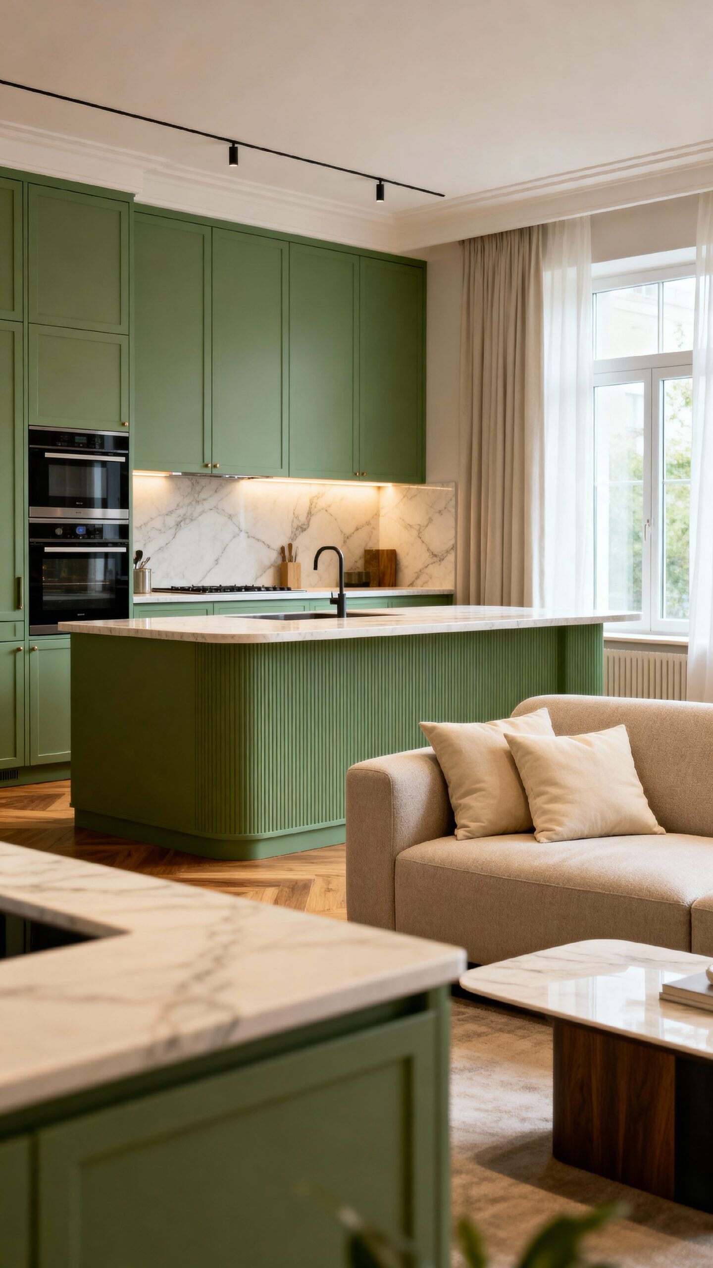 cohesive color palette throughout open spaces