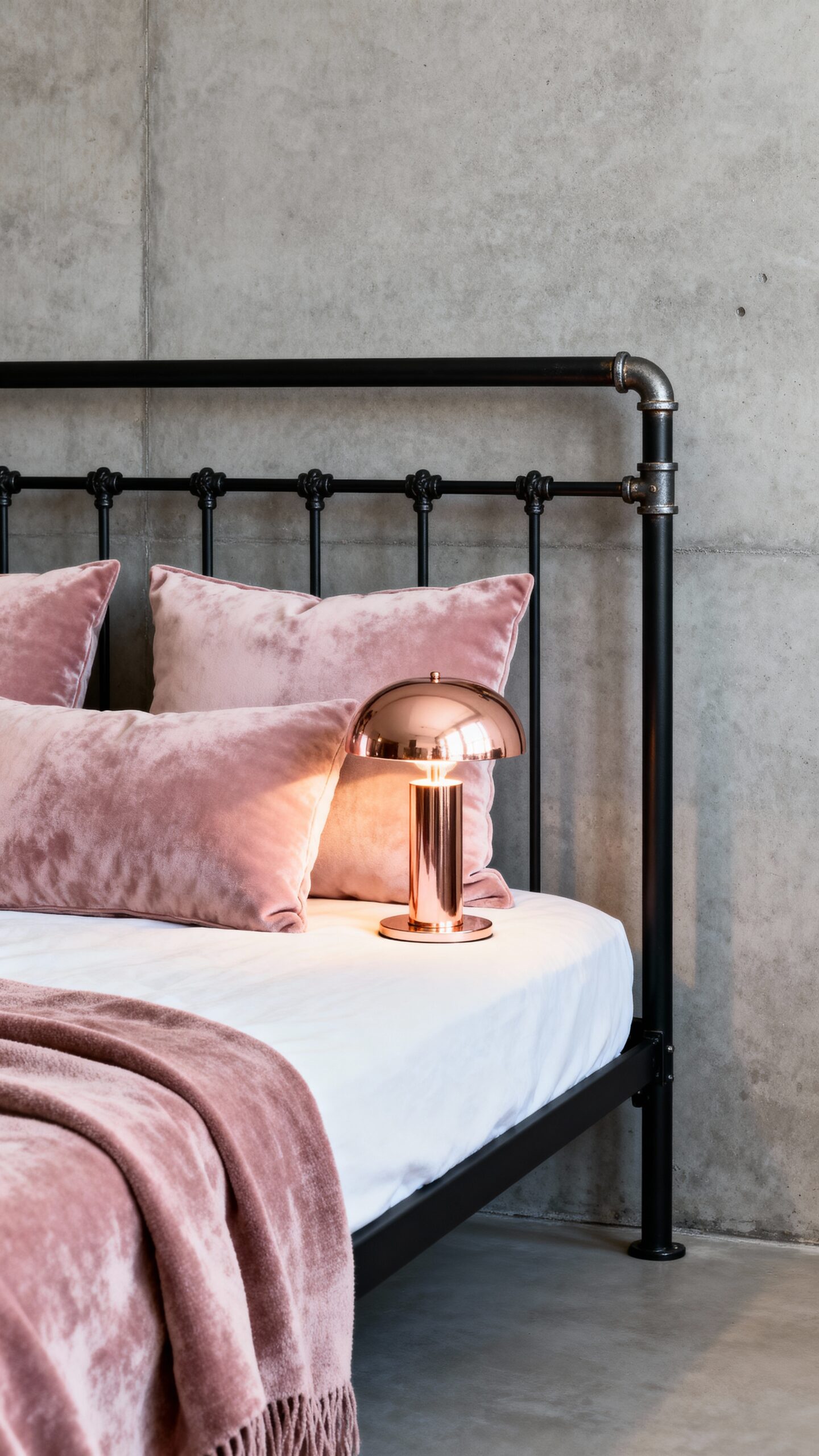 contrasting industrial and soft textures