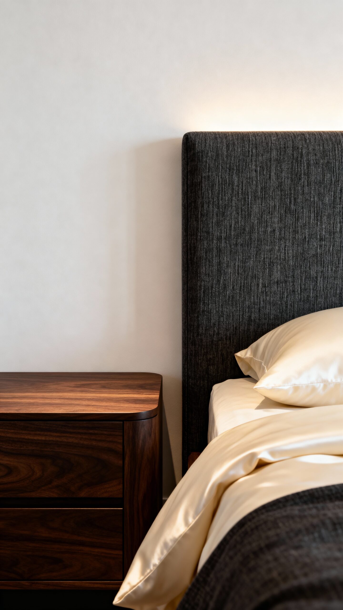 contrasting neutral and dark furnishings