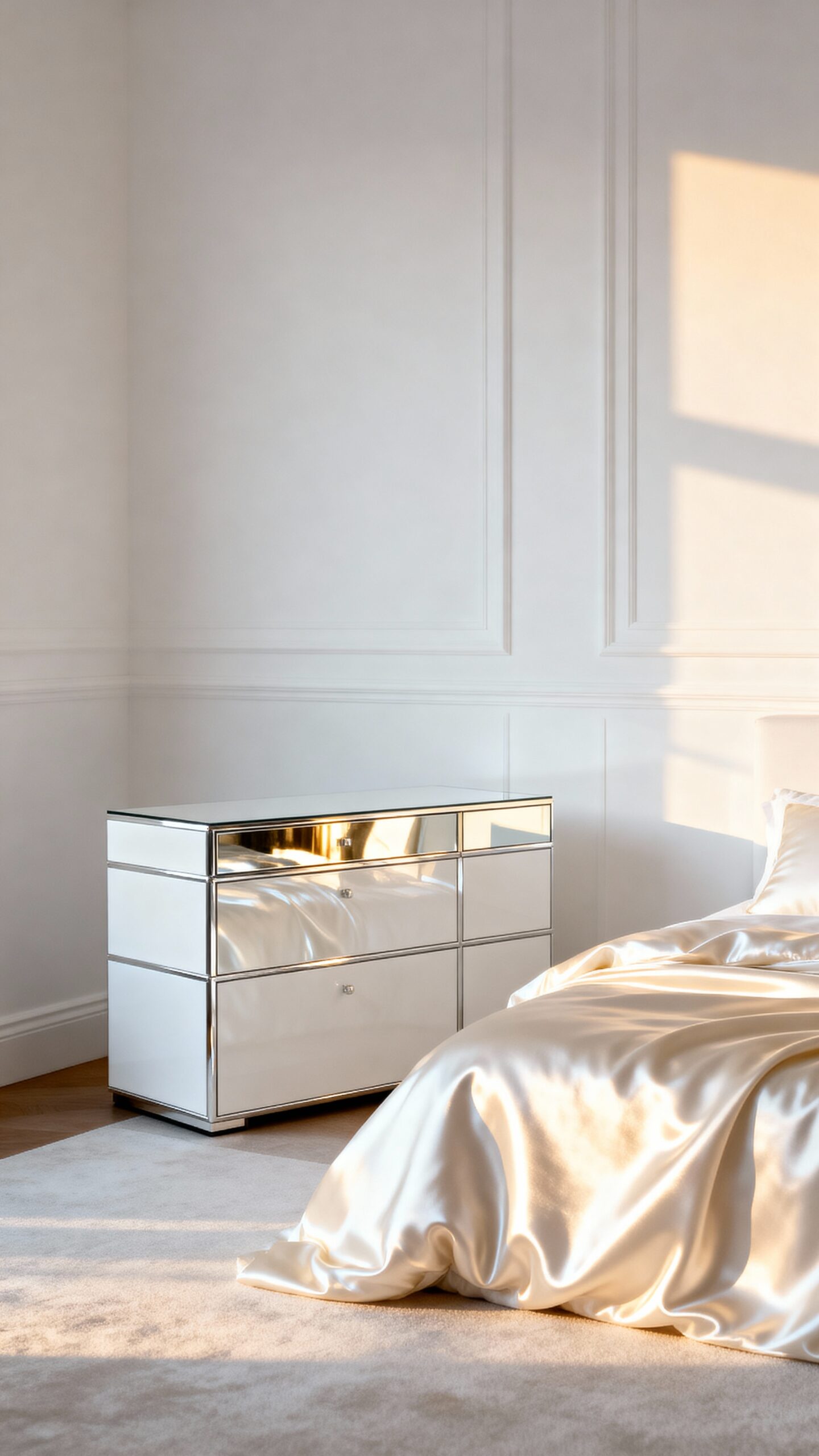 contrasting white finishes create depth