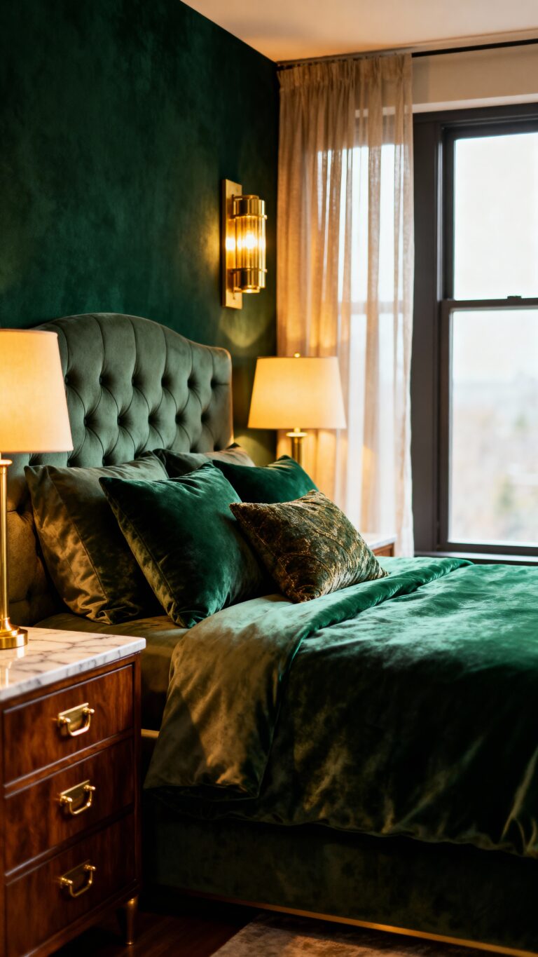 cozy deep bedroom forest green