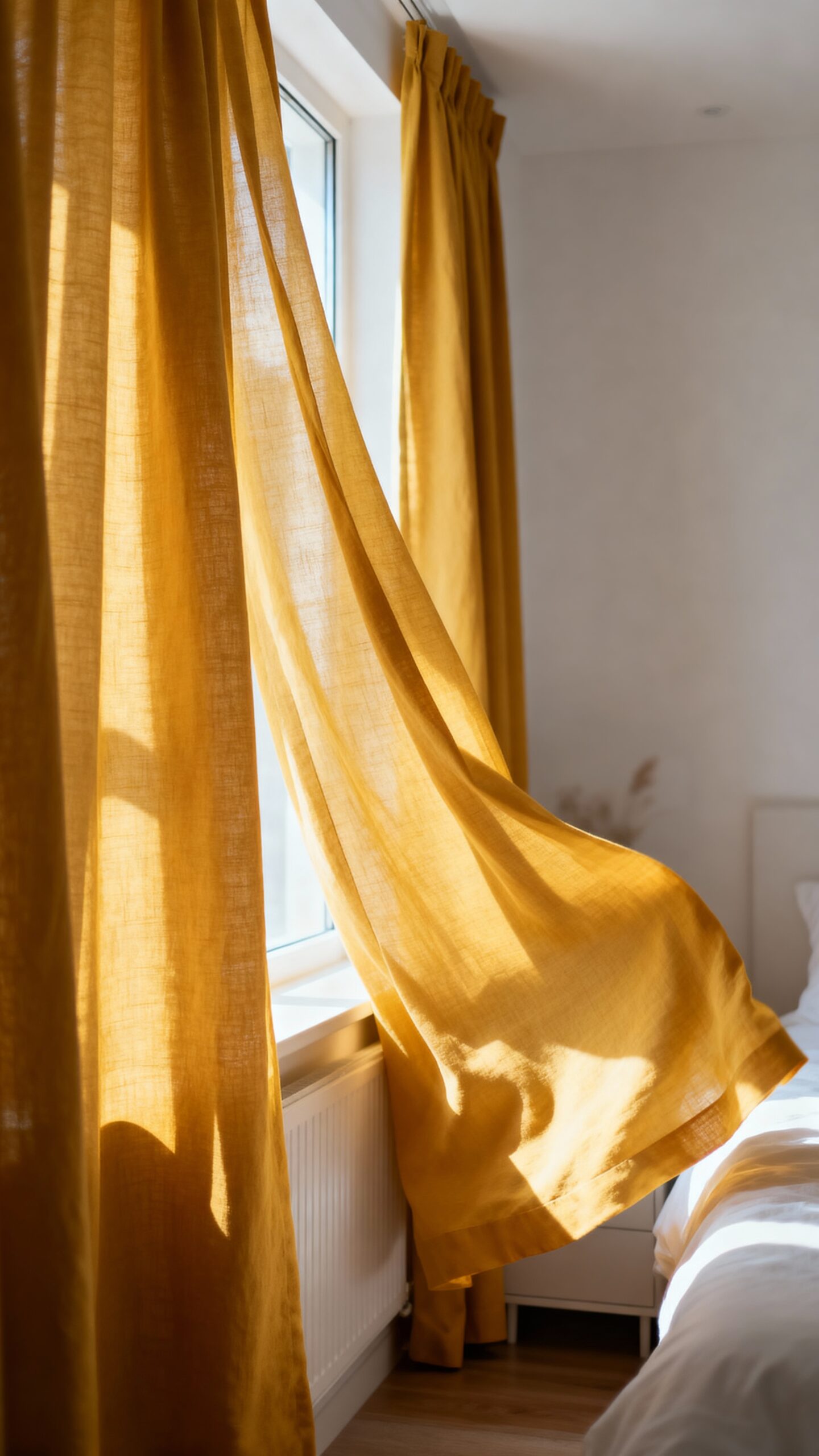 cozy flowing layered mustard curtains