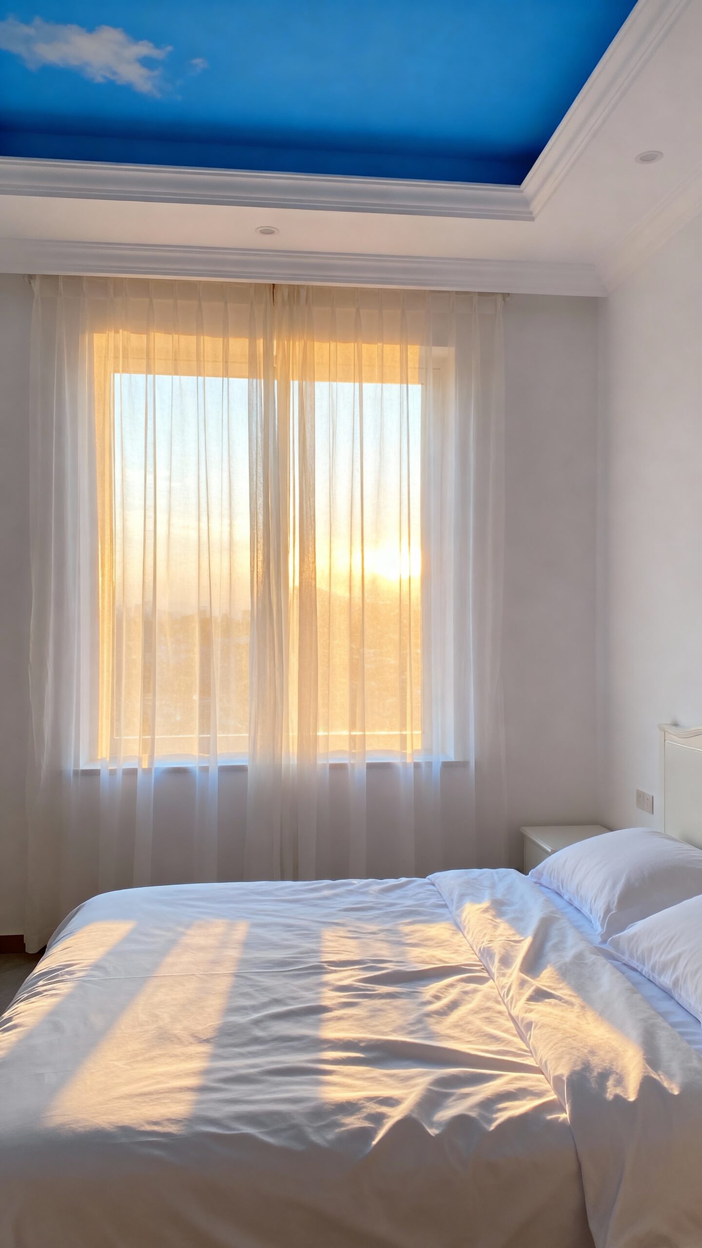 cozy overhead blue ceiling retreat