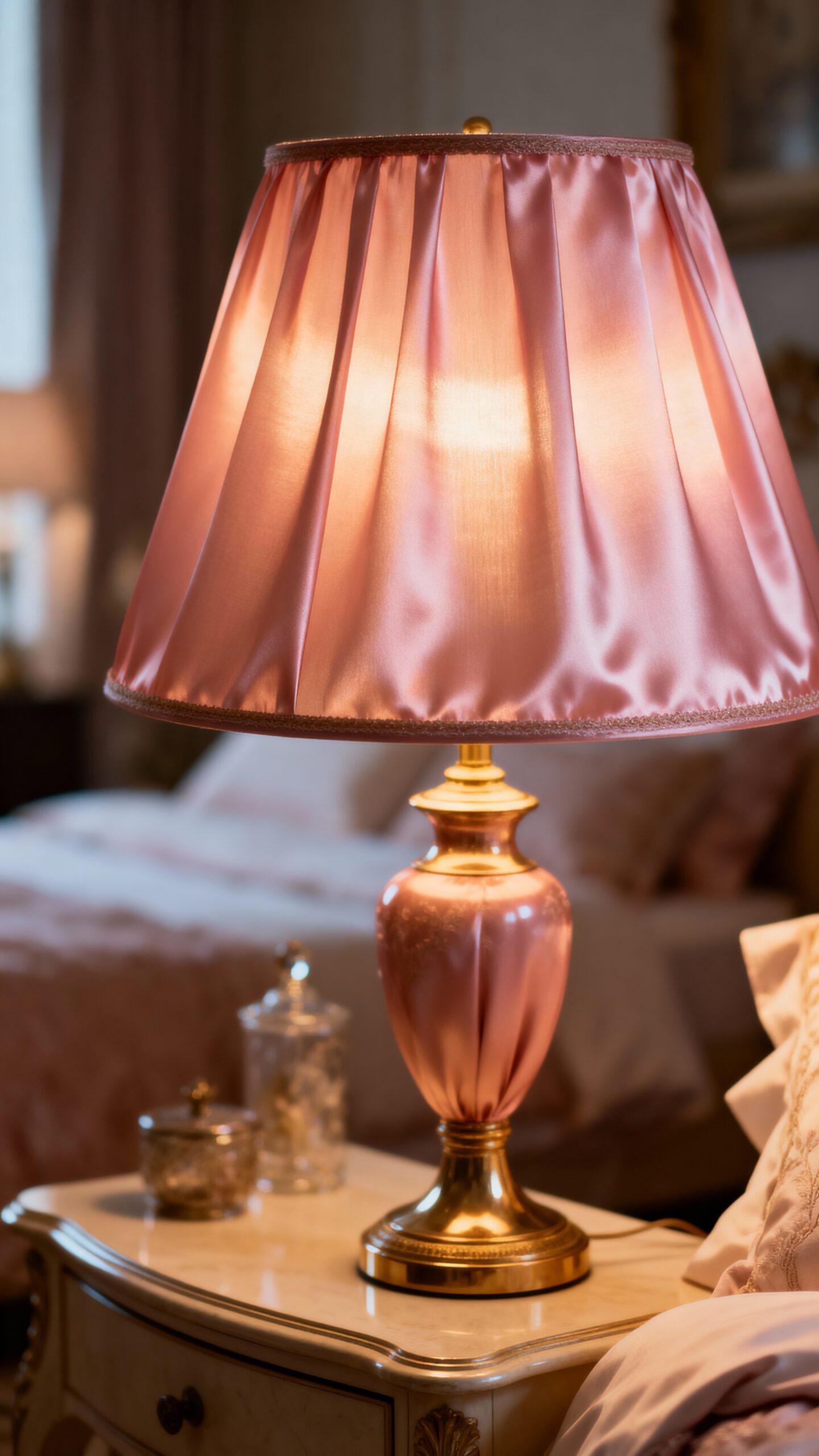 cozy pink bedroom ambient lighting
