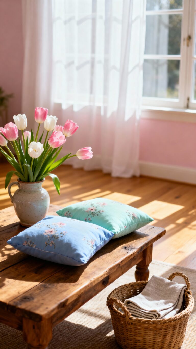 cozy spring coffee table decor