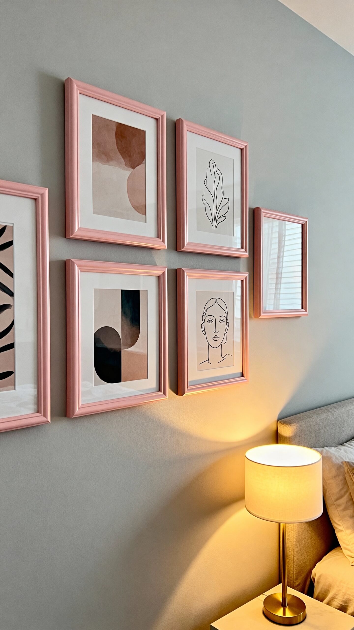 curated blush pink gallery wall