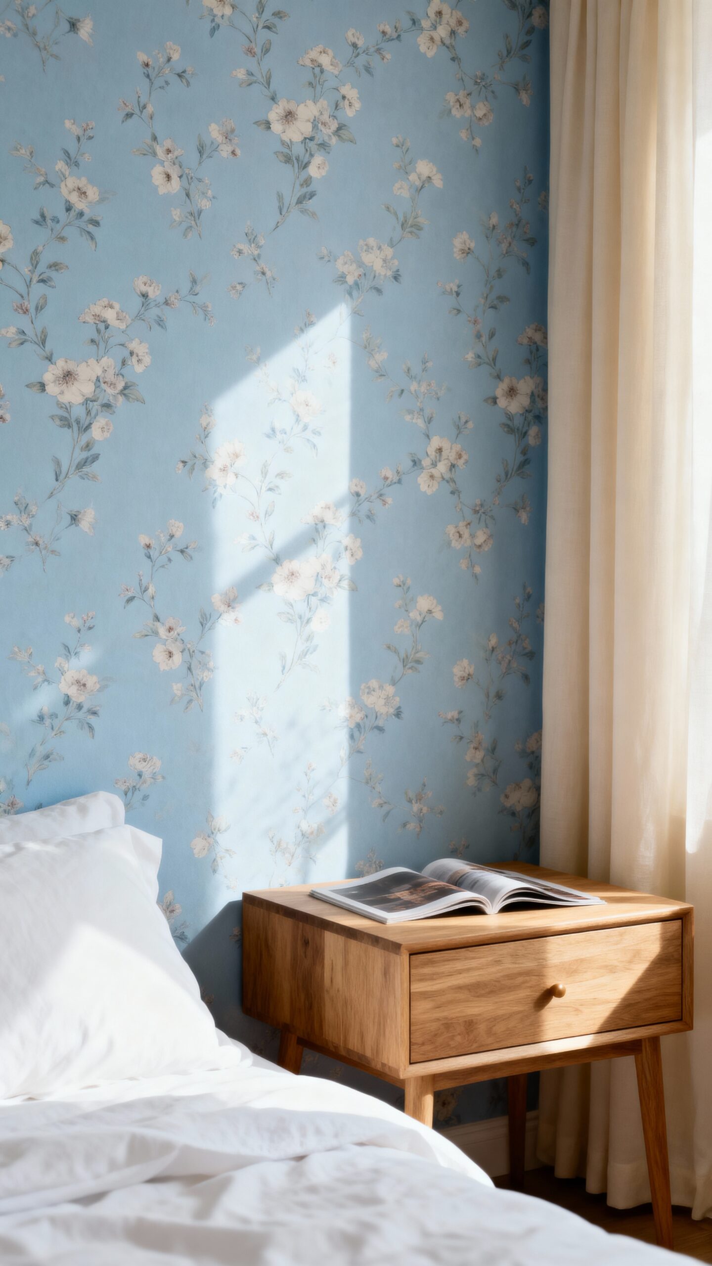 delicate blue patterned wallpaper sanctuary