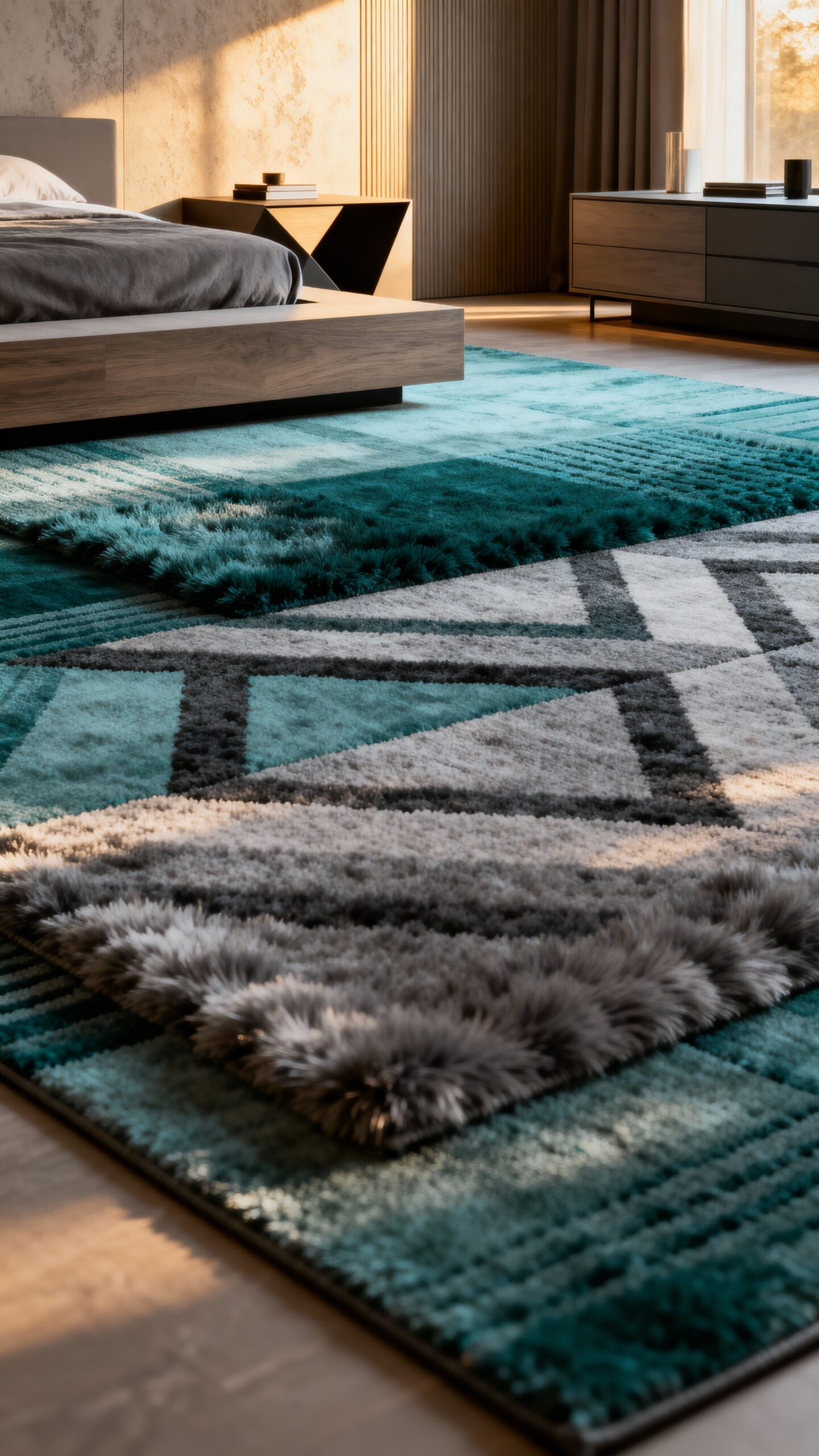 dimensional textured layered teal grey