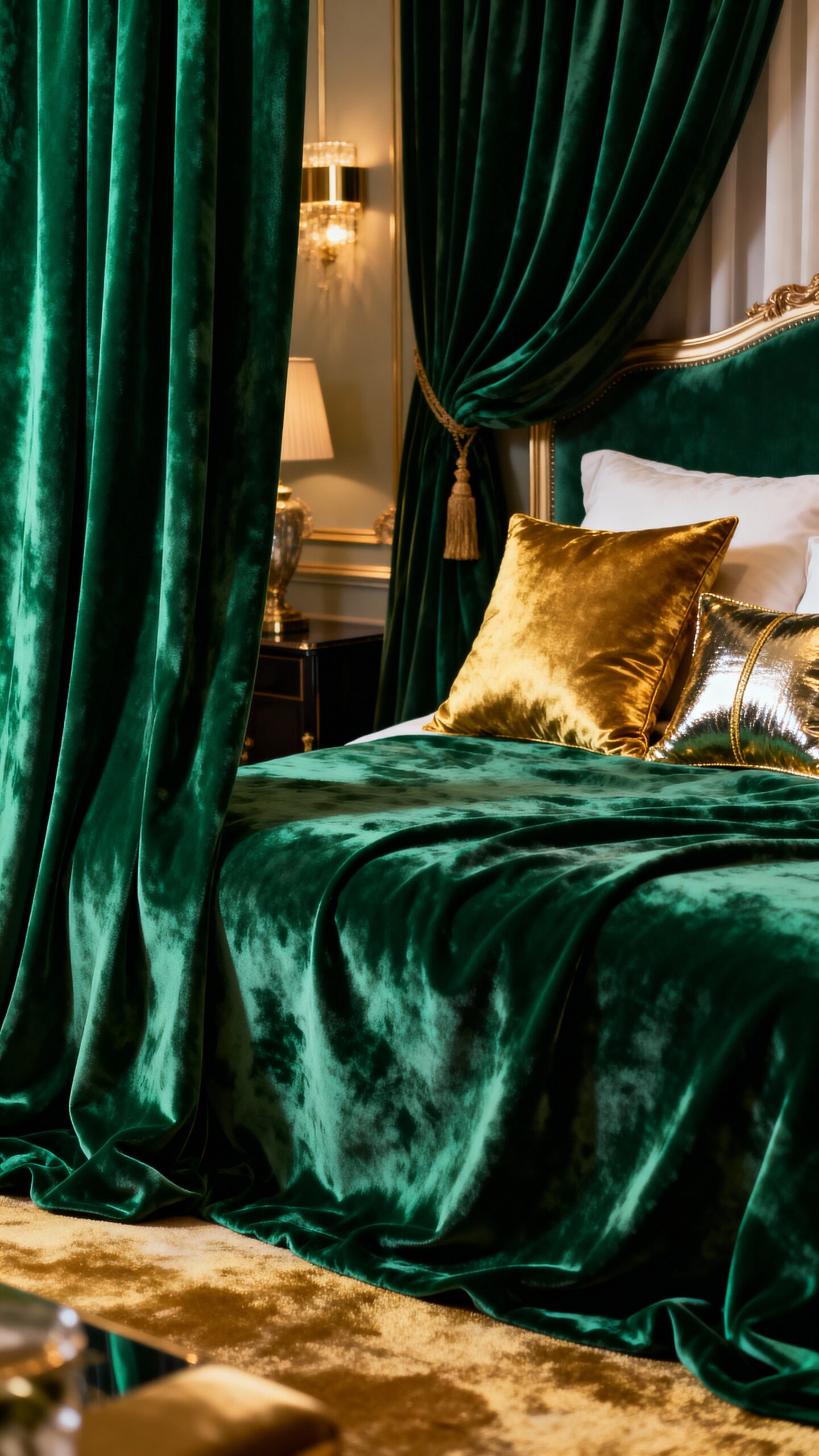 dramatic luxurious nature inspired bedroom curtains