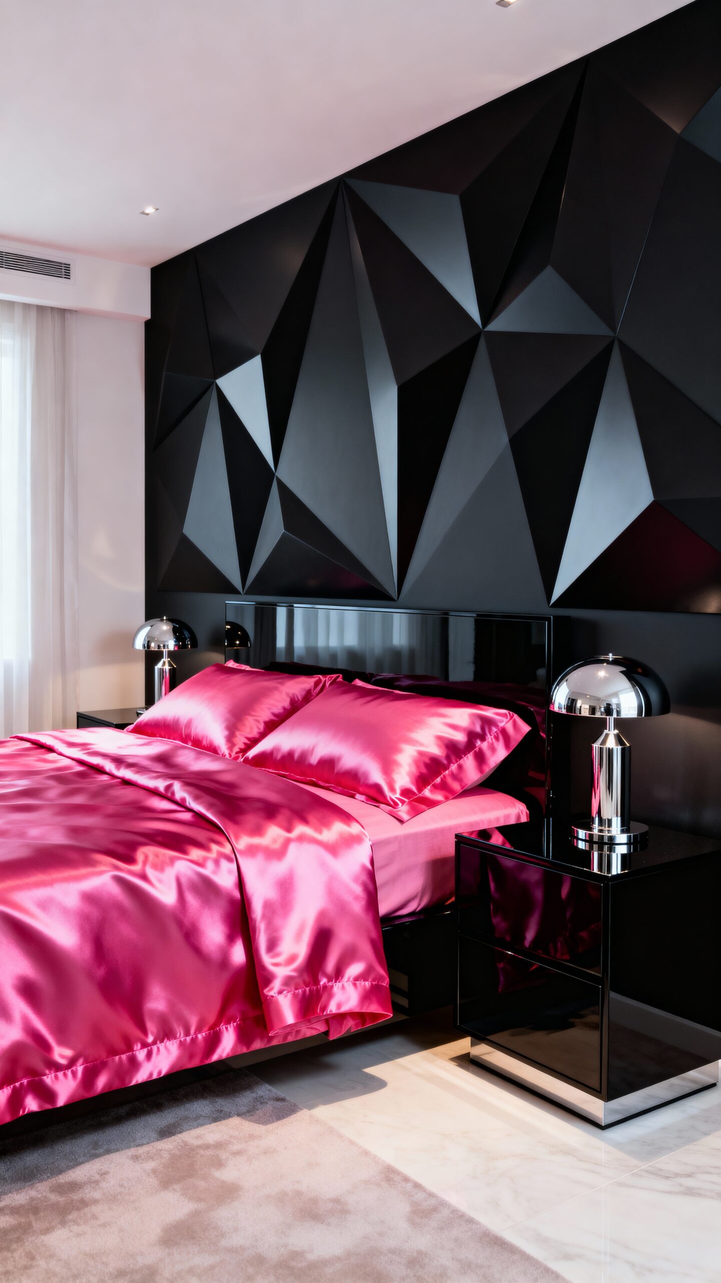 dramatic modern monochromatic bedroom sophistication