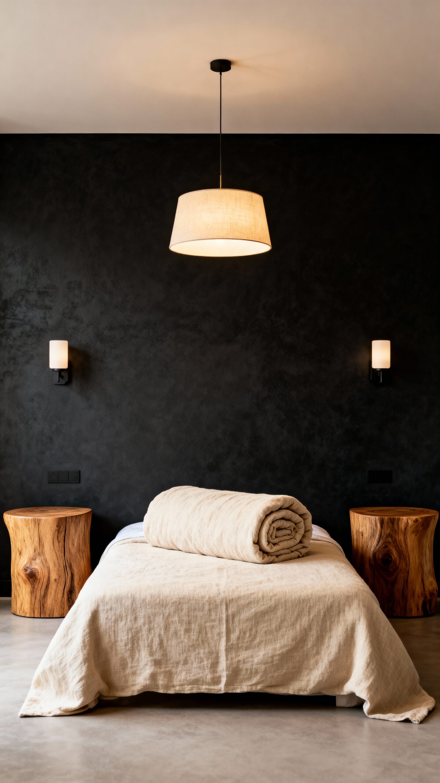 dramatic yet balanced charcoal and beige