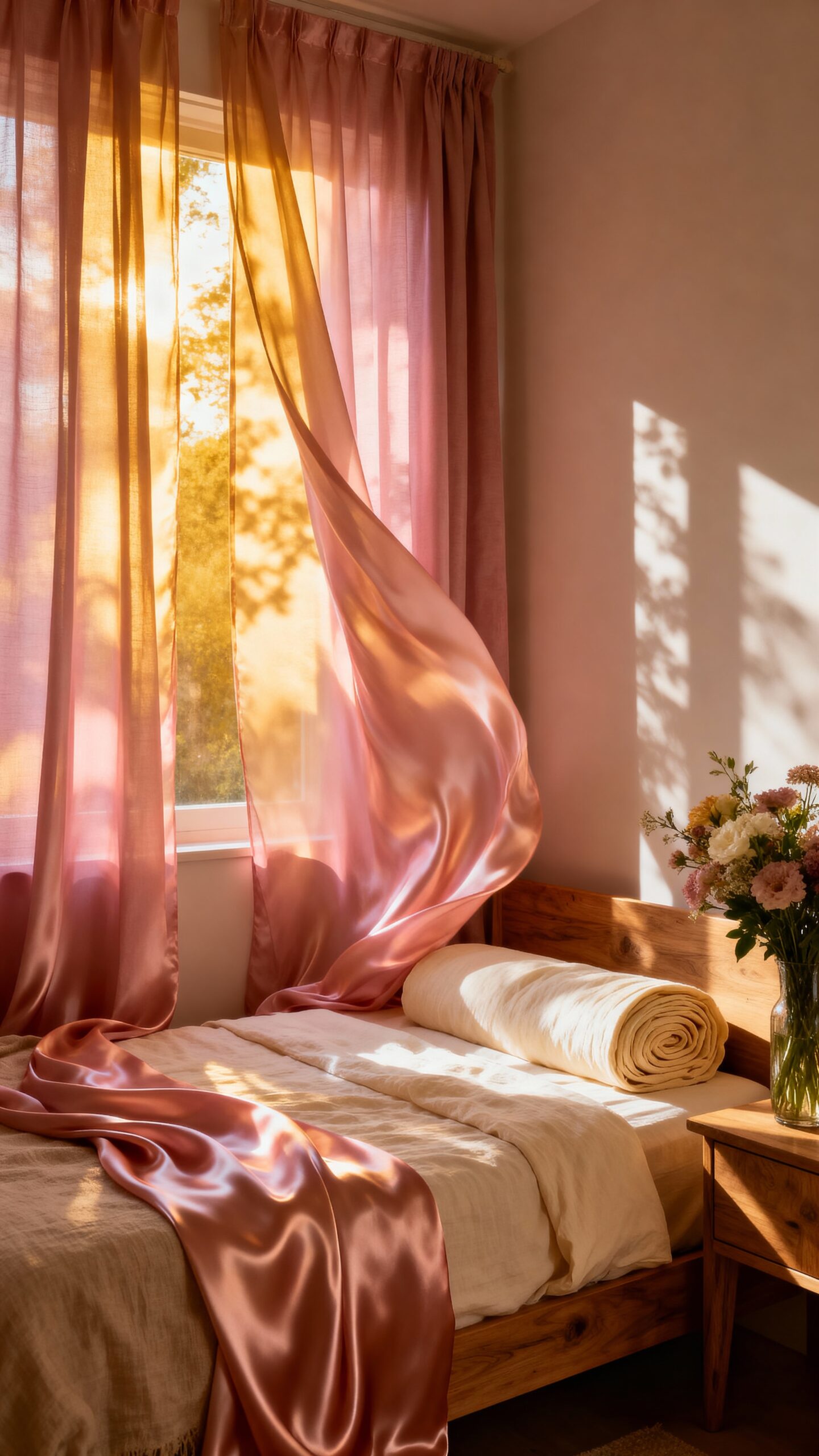 dreamy blush pink curtained bedroom sanctuary