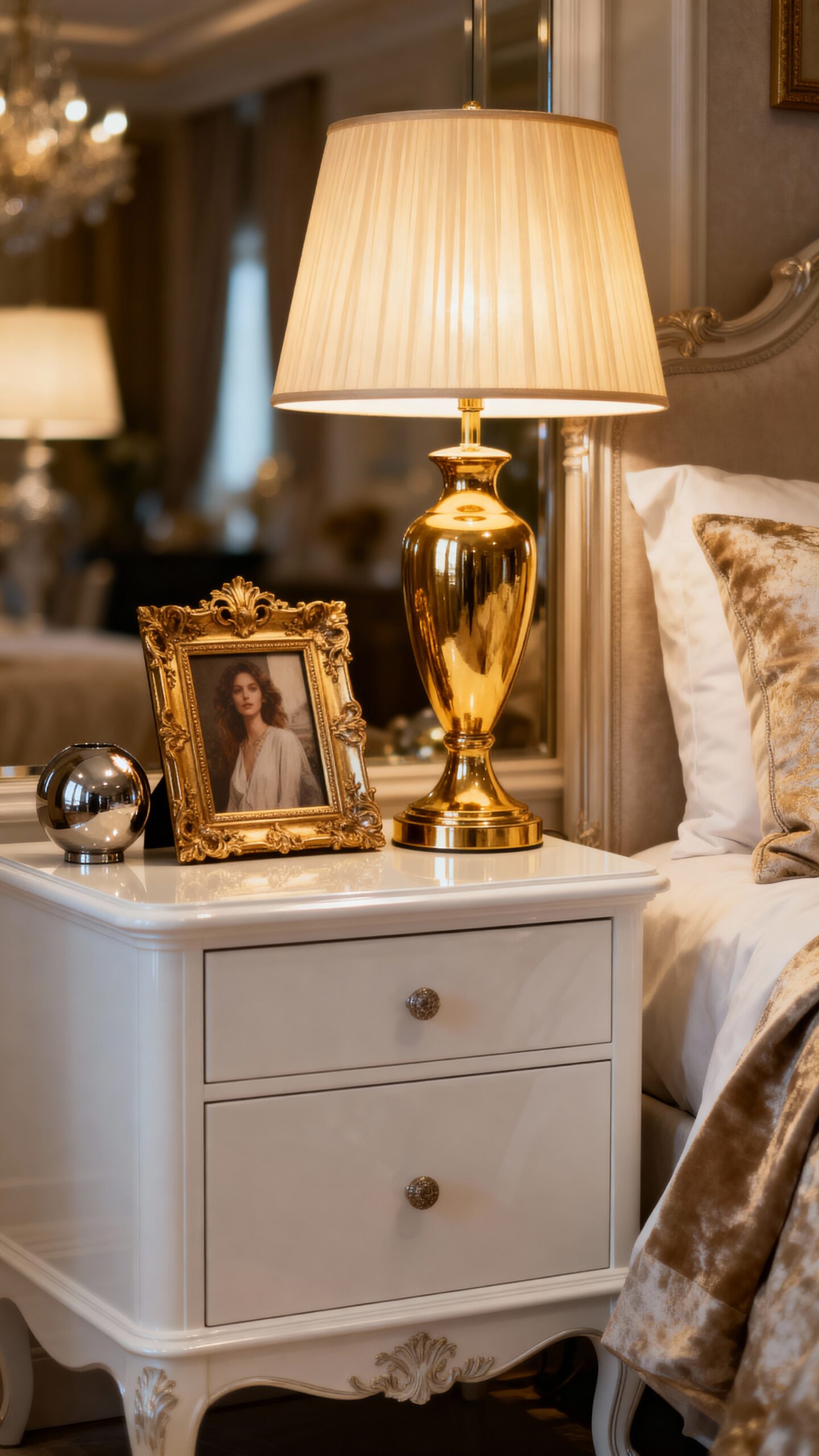 elegant gold nightstand decor accents