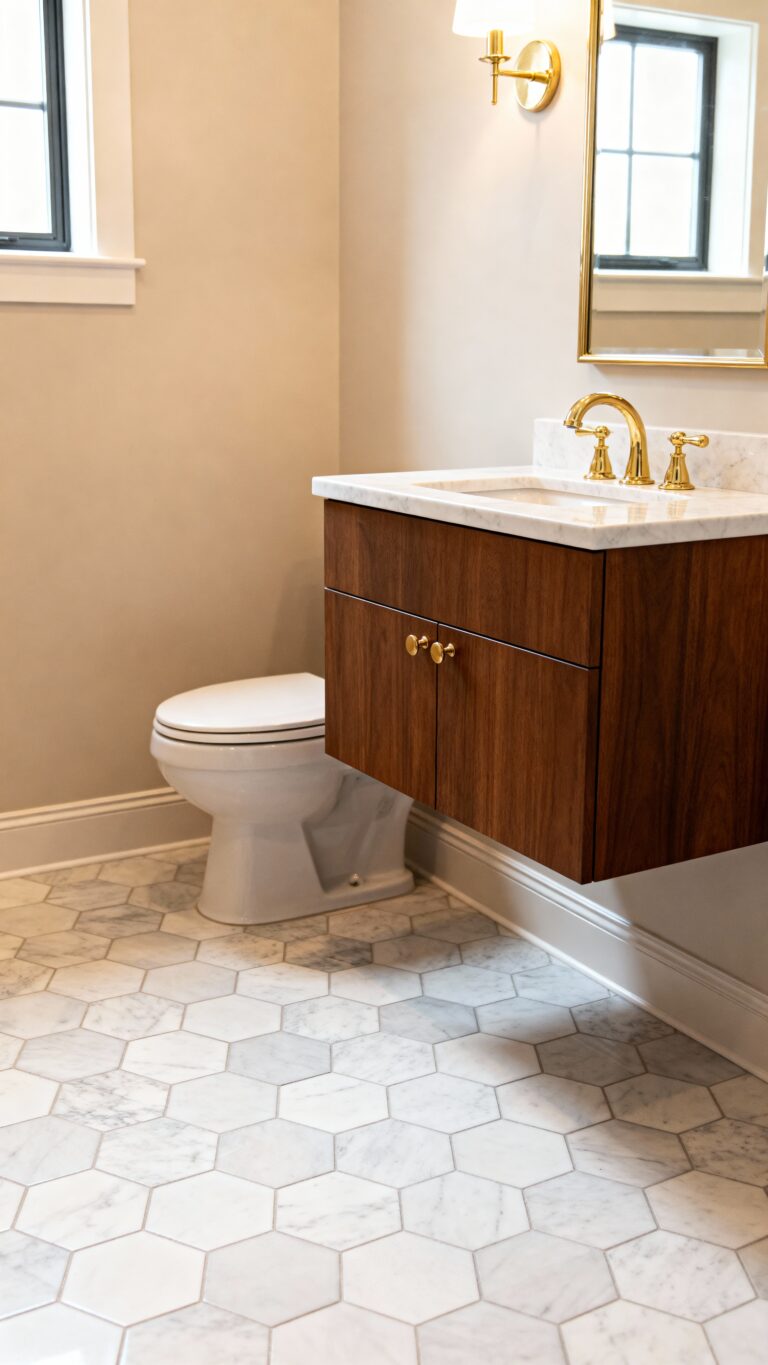 elegant half bathroom floor ideas