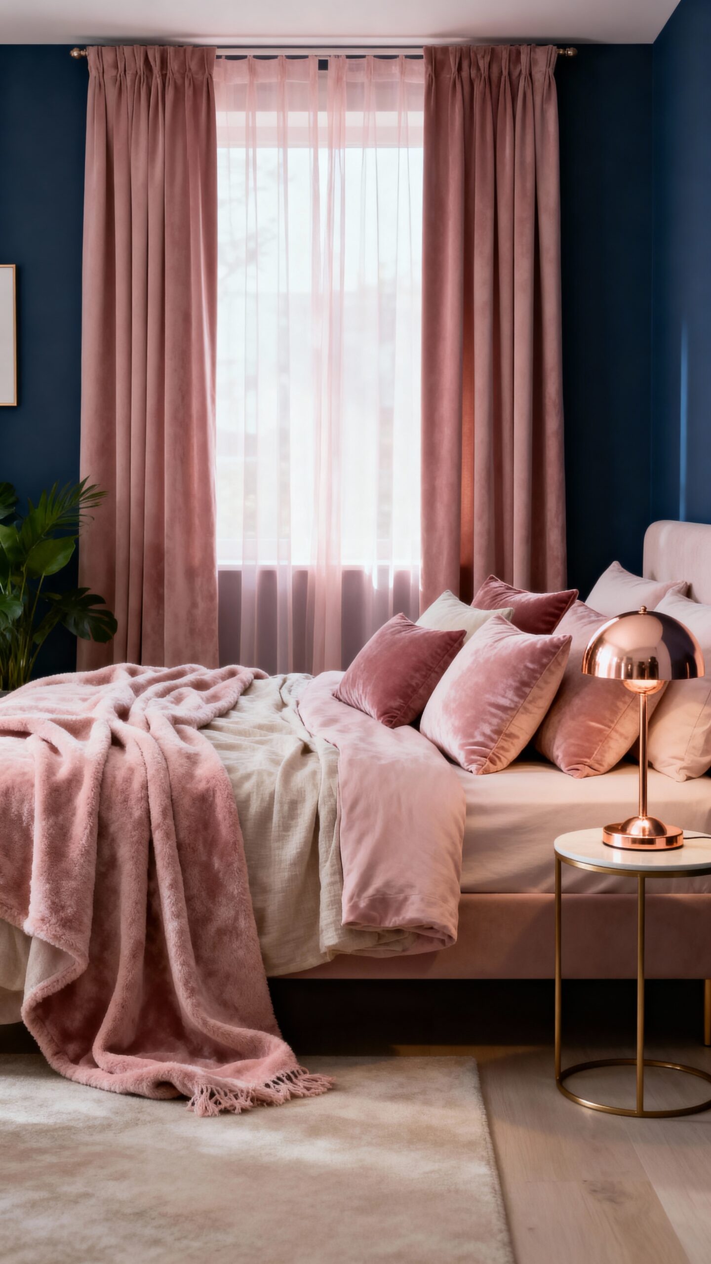 elegant navy and soft pink