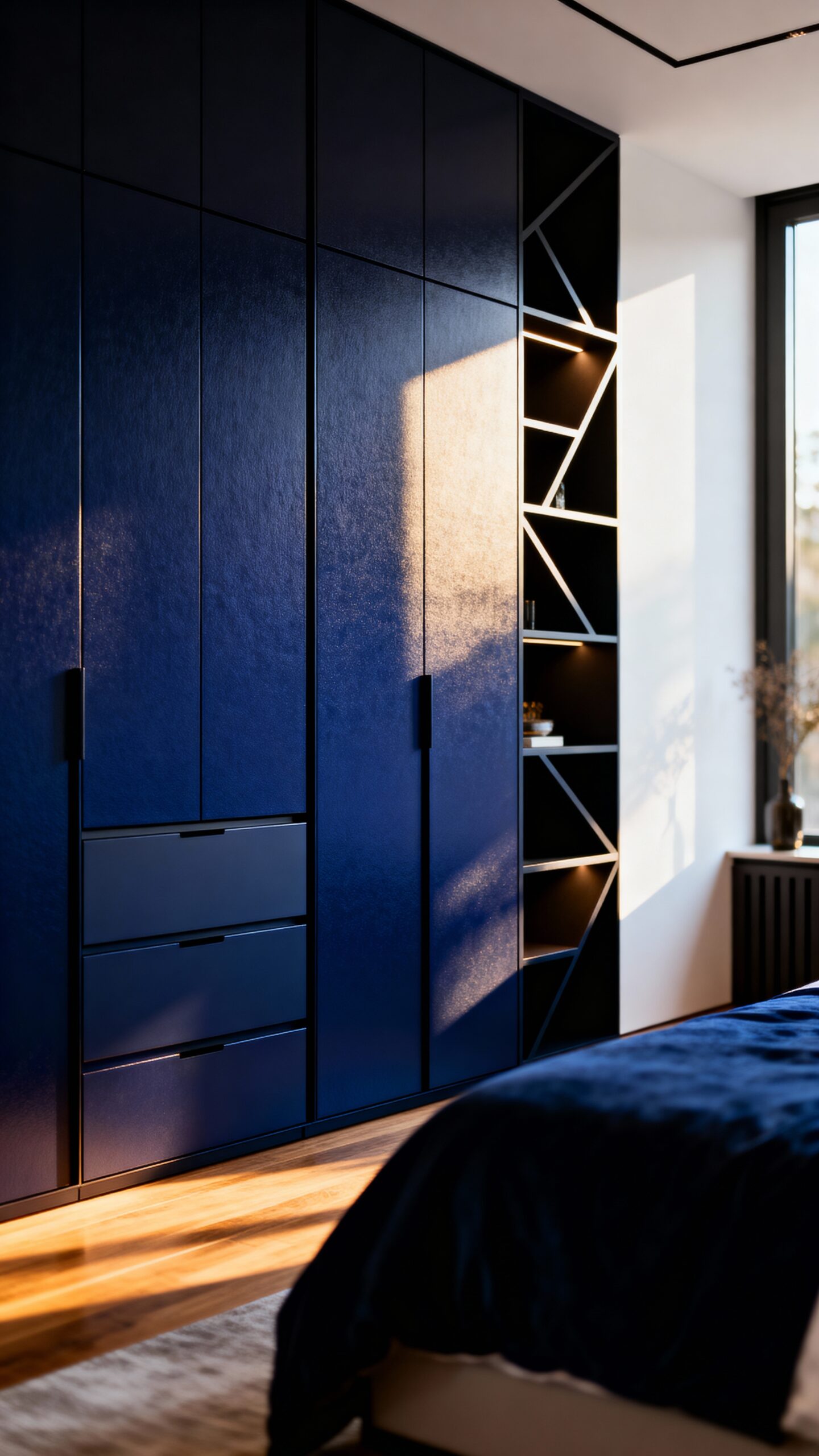 elegant organized luxurious bedroom storage