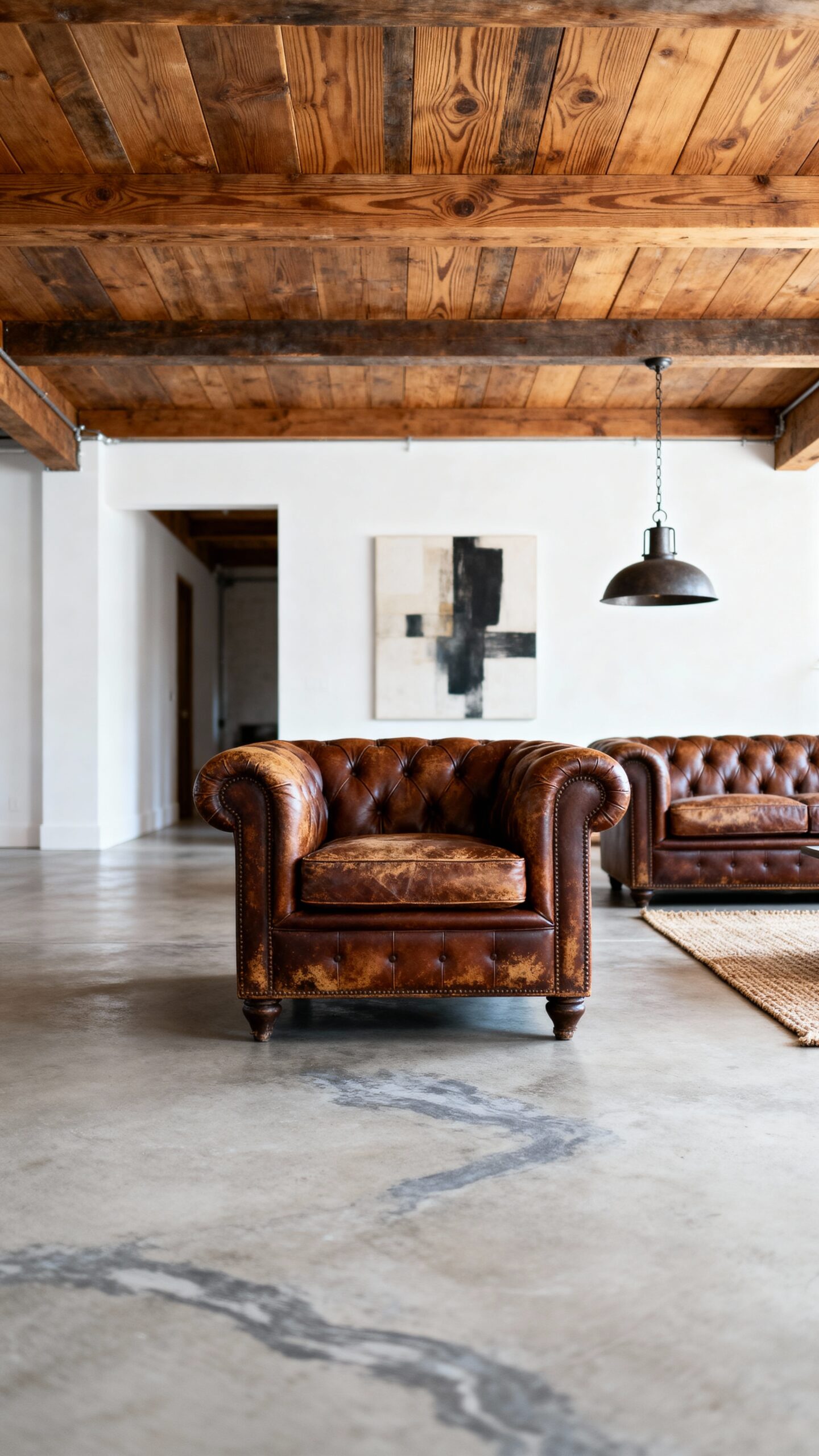 exposed beams crisp whites industrial charm