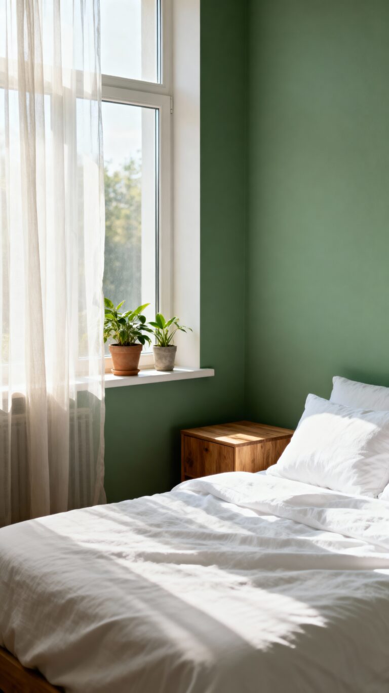 fresh clean green bedroom