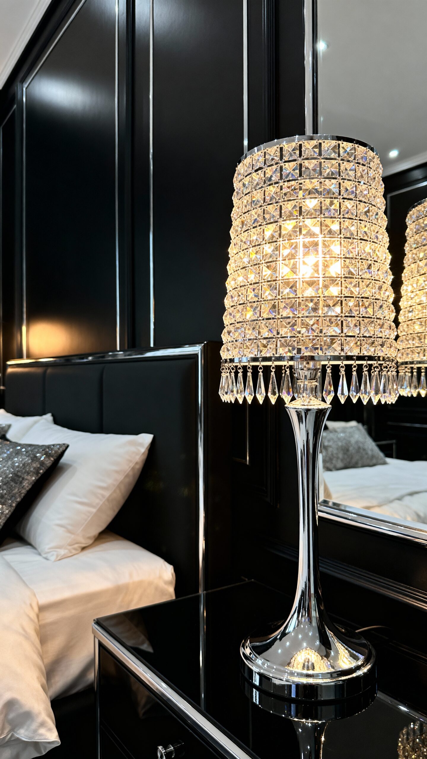 glamorous crystal and silver lighting