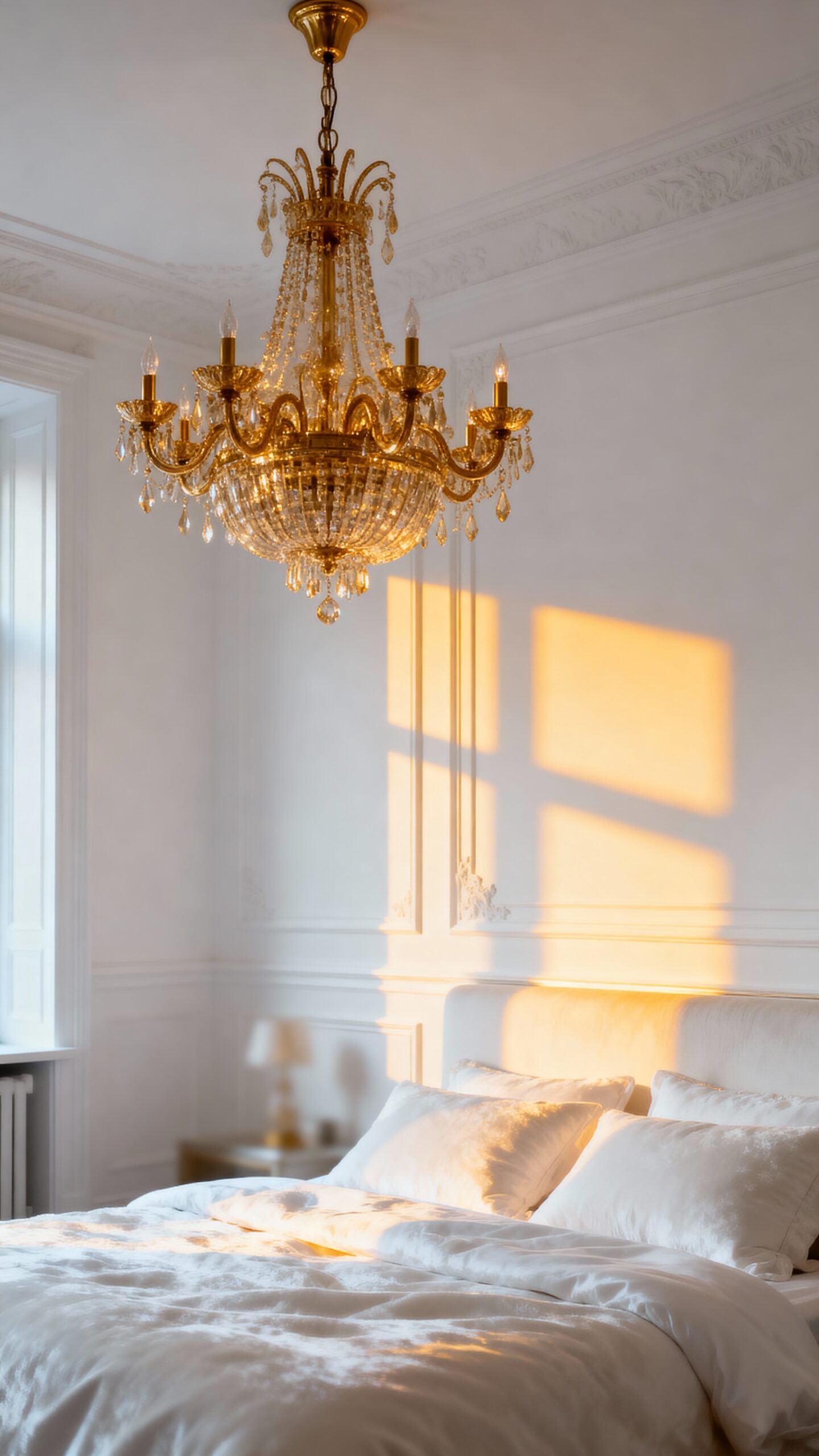 glamorous gold lighting elevates bedroom design