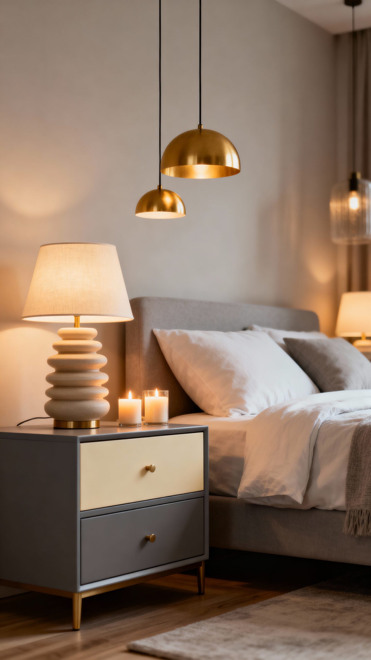 layered bedside lighting creates ambiance