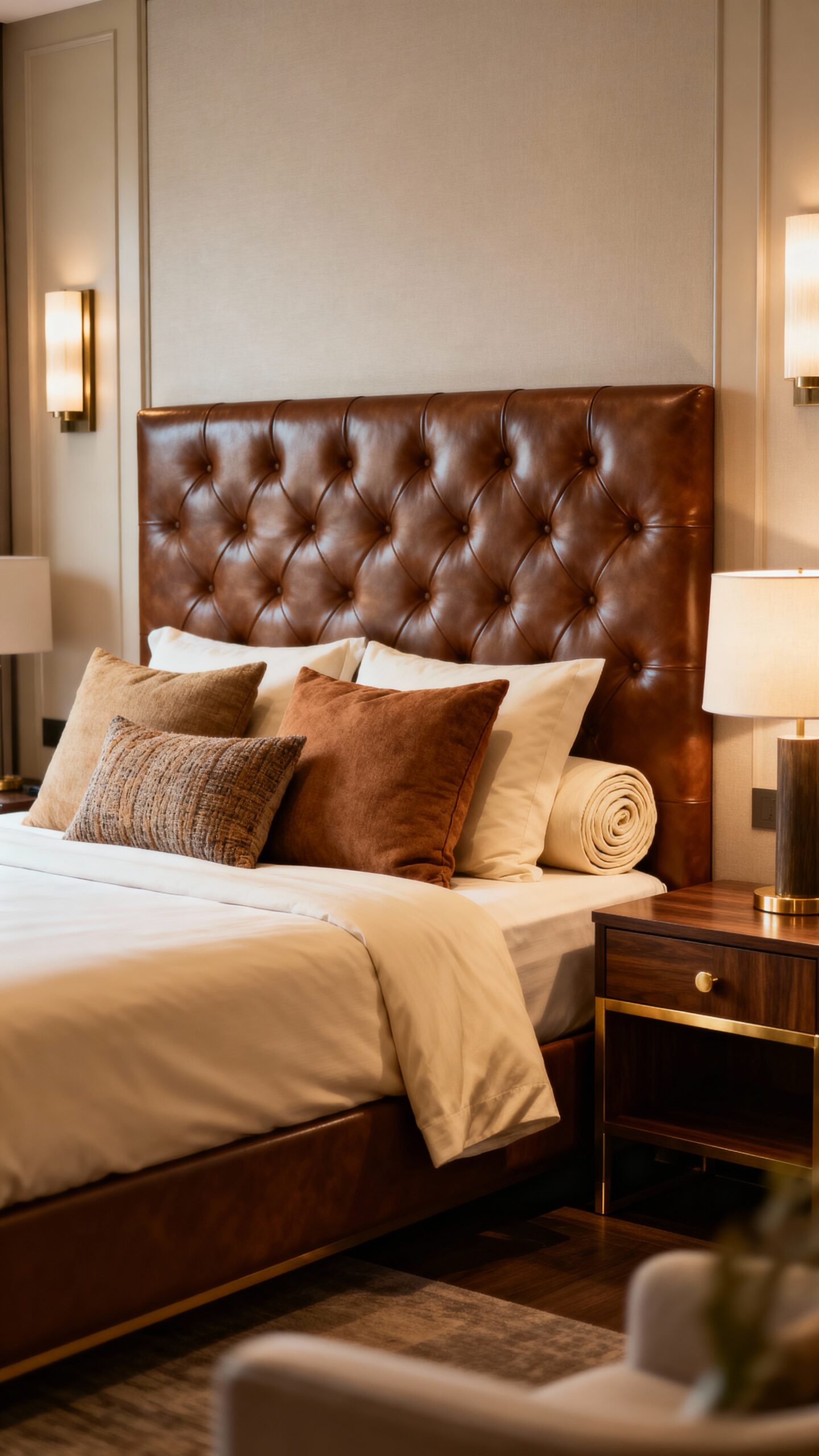 layered luxury brown bedroom retreat