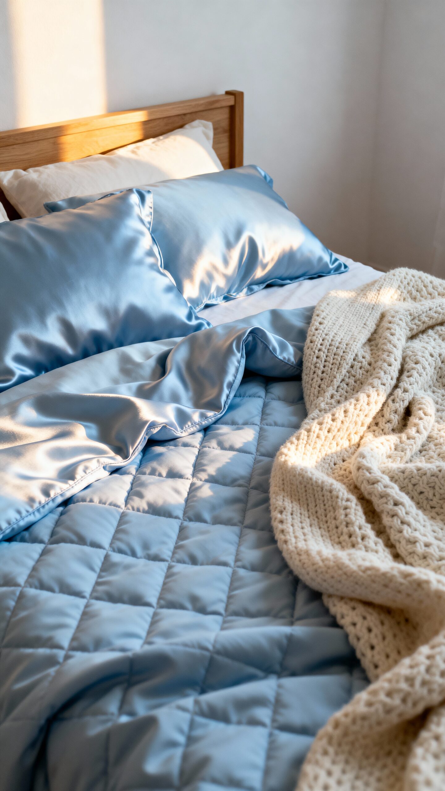 layered pastel blue bedding comfort