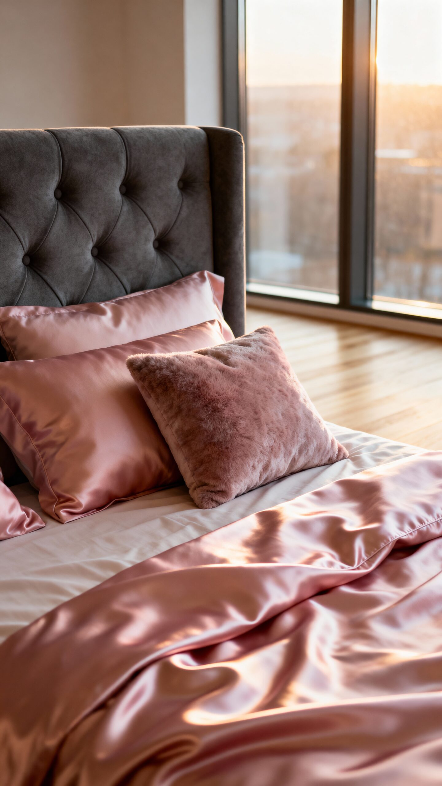 luxurious blush and grey bedroom sanctuary