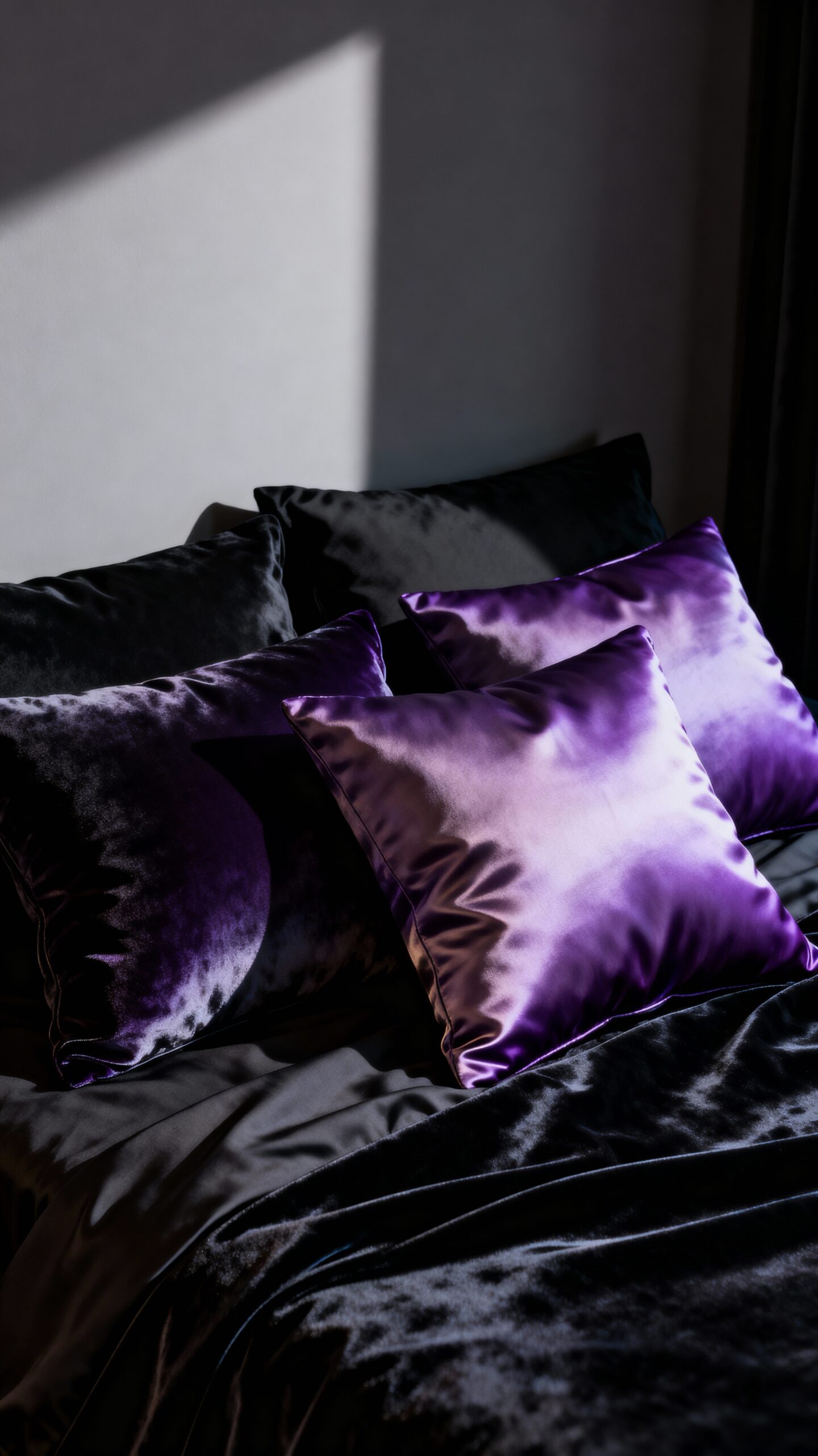 luxurious gradient purple silk pillows