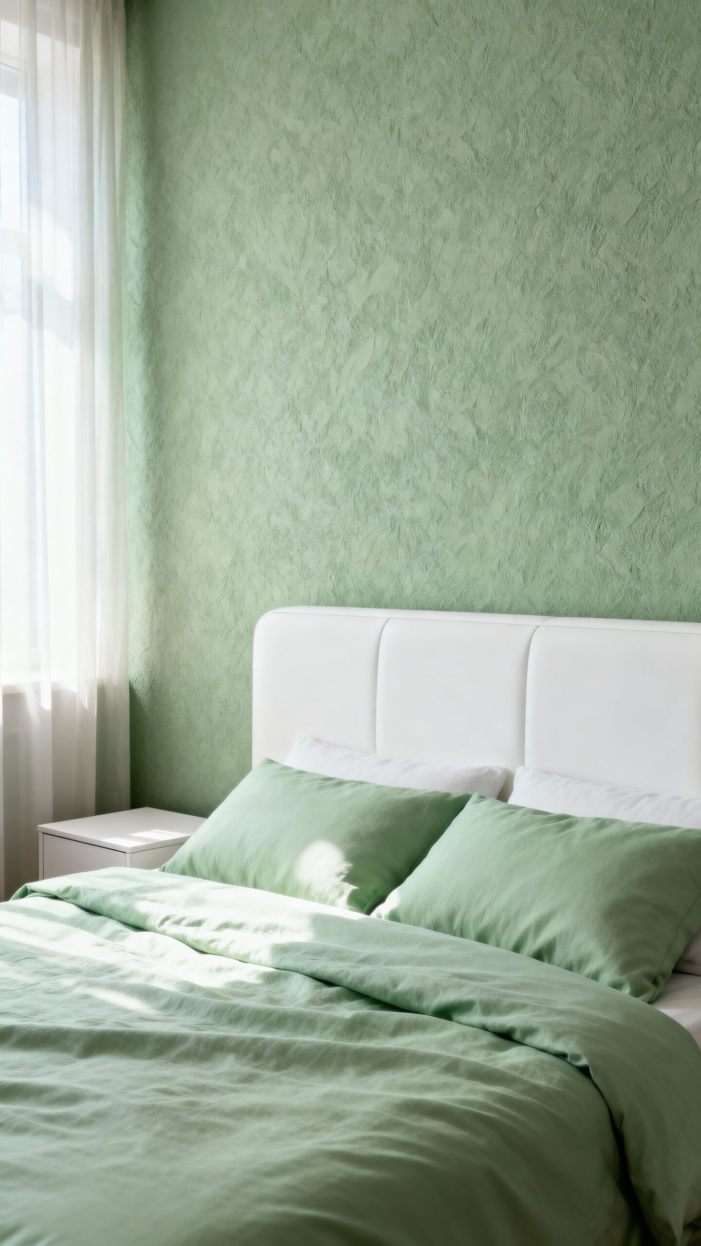 luxurious green textured bedroom retreat