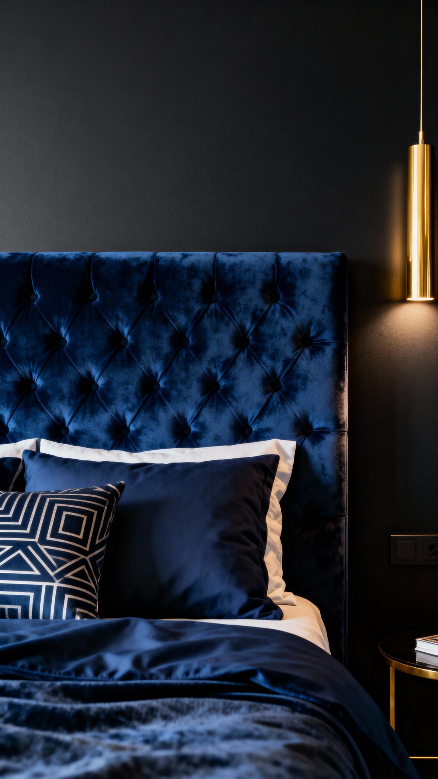 luxurious indigo velvet bedroom elegance