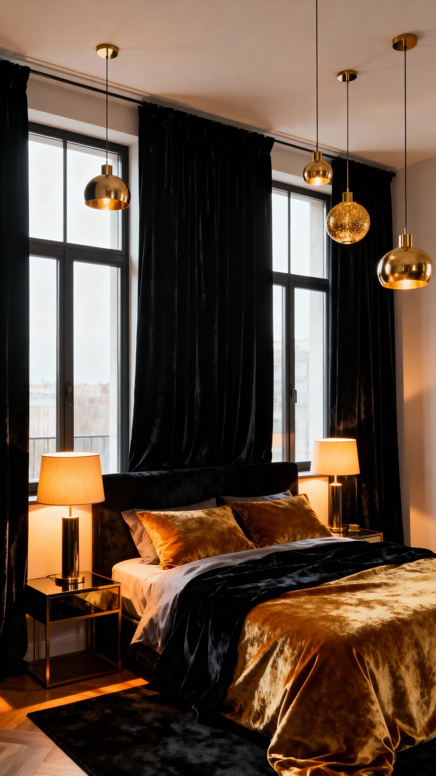 luxurious layered metallic gold lighting