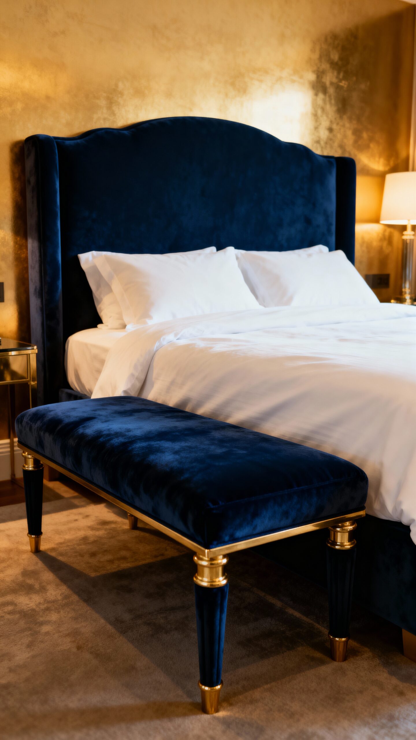 luxurious navy velvet bedroom sanctuary