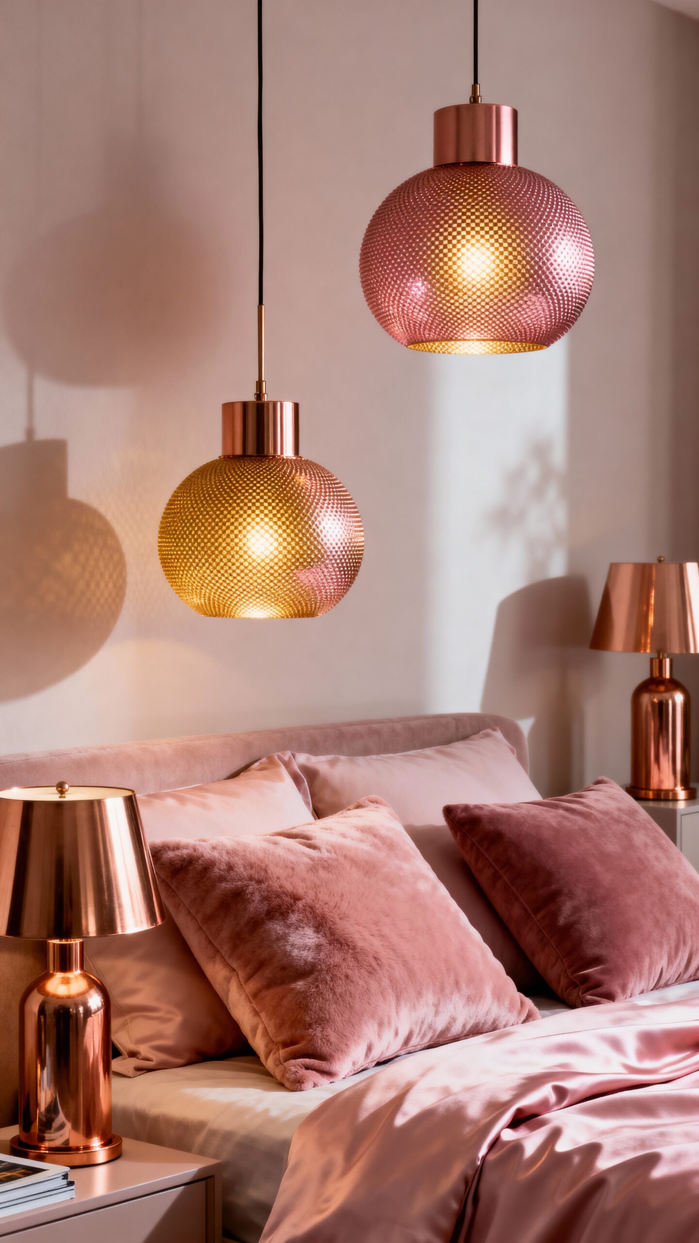 luxurious rose gold bedroom retreat