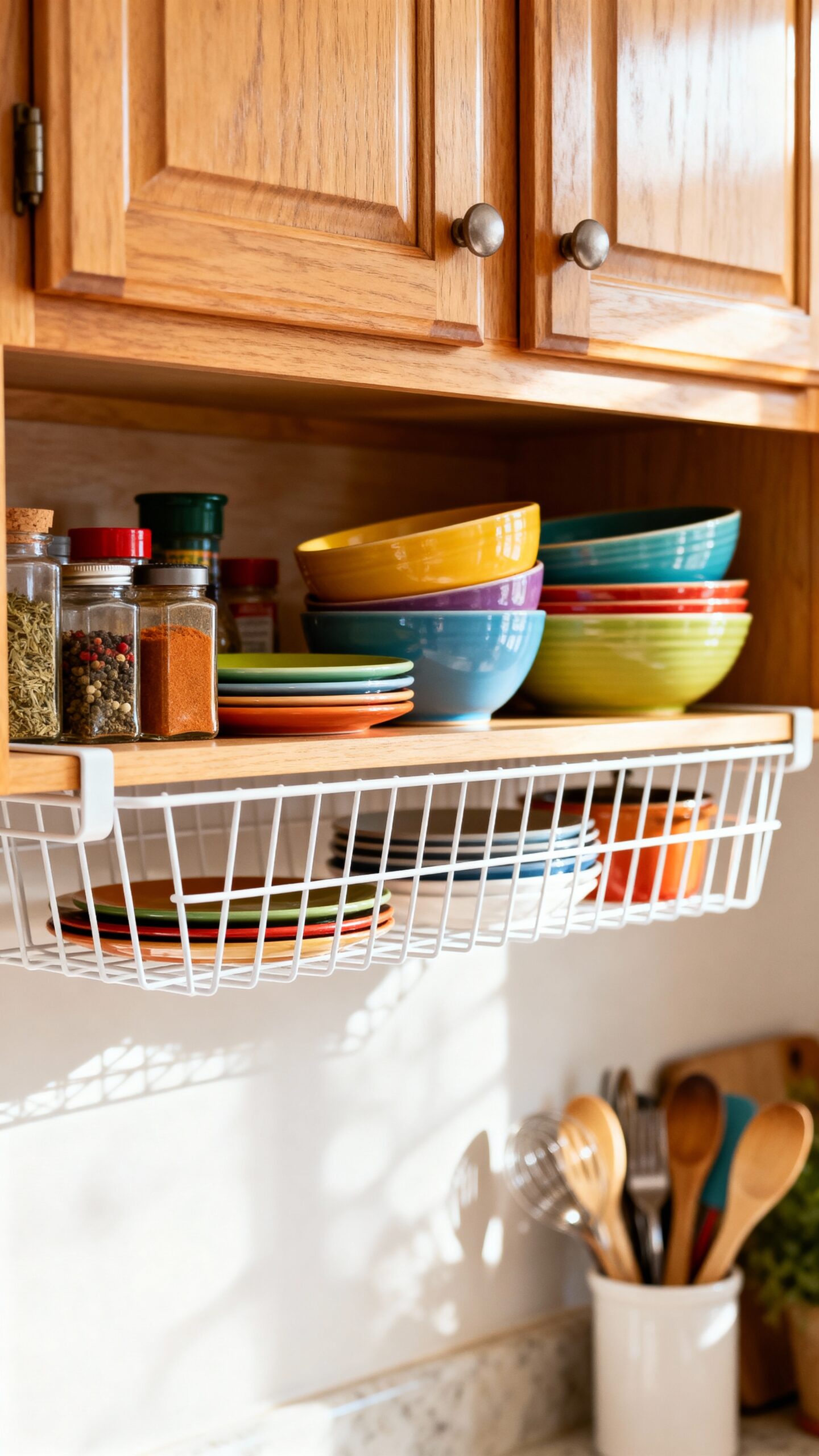 maximize vertical storage with under shelf baskets