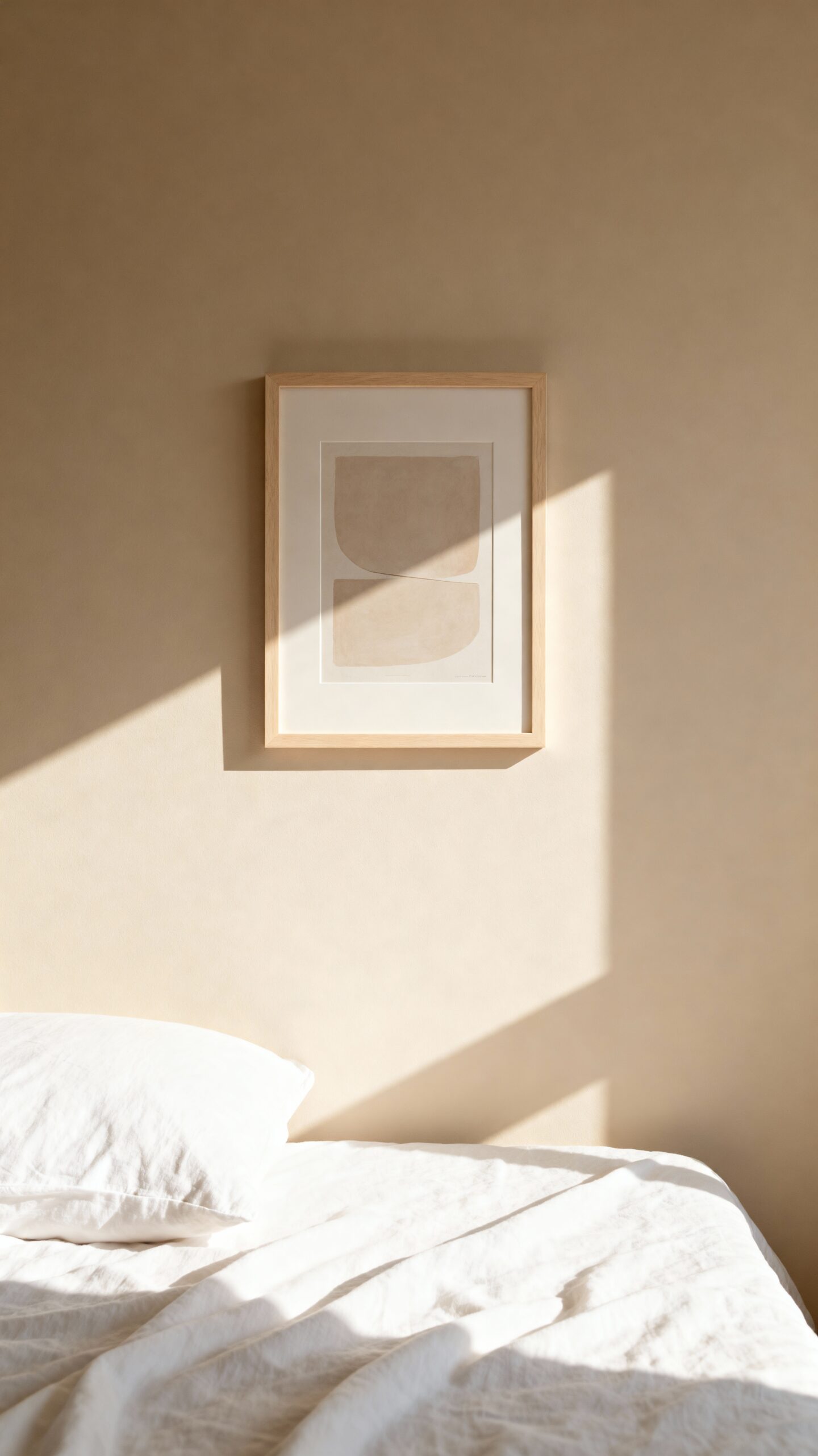 minimal tranquil balanced bedroom artwork