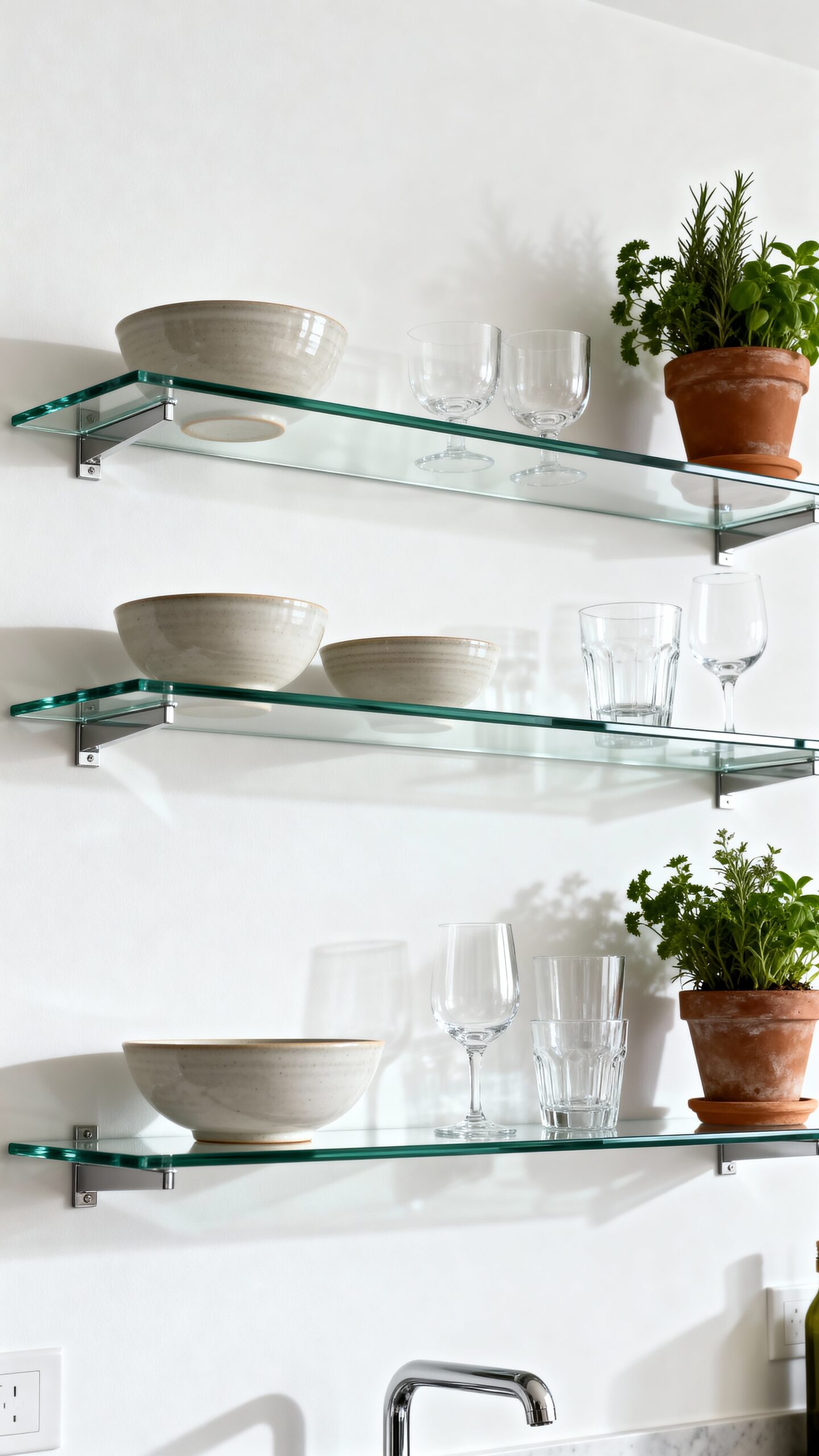 minimalist open transparent uncluttered kitchen