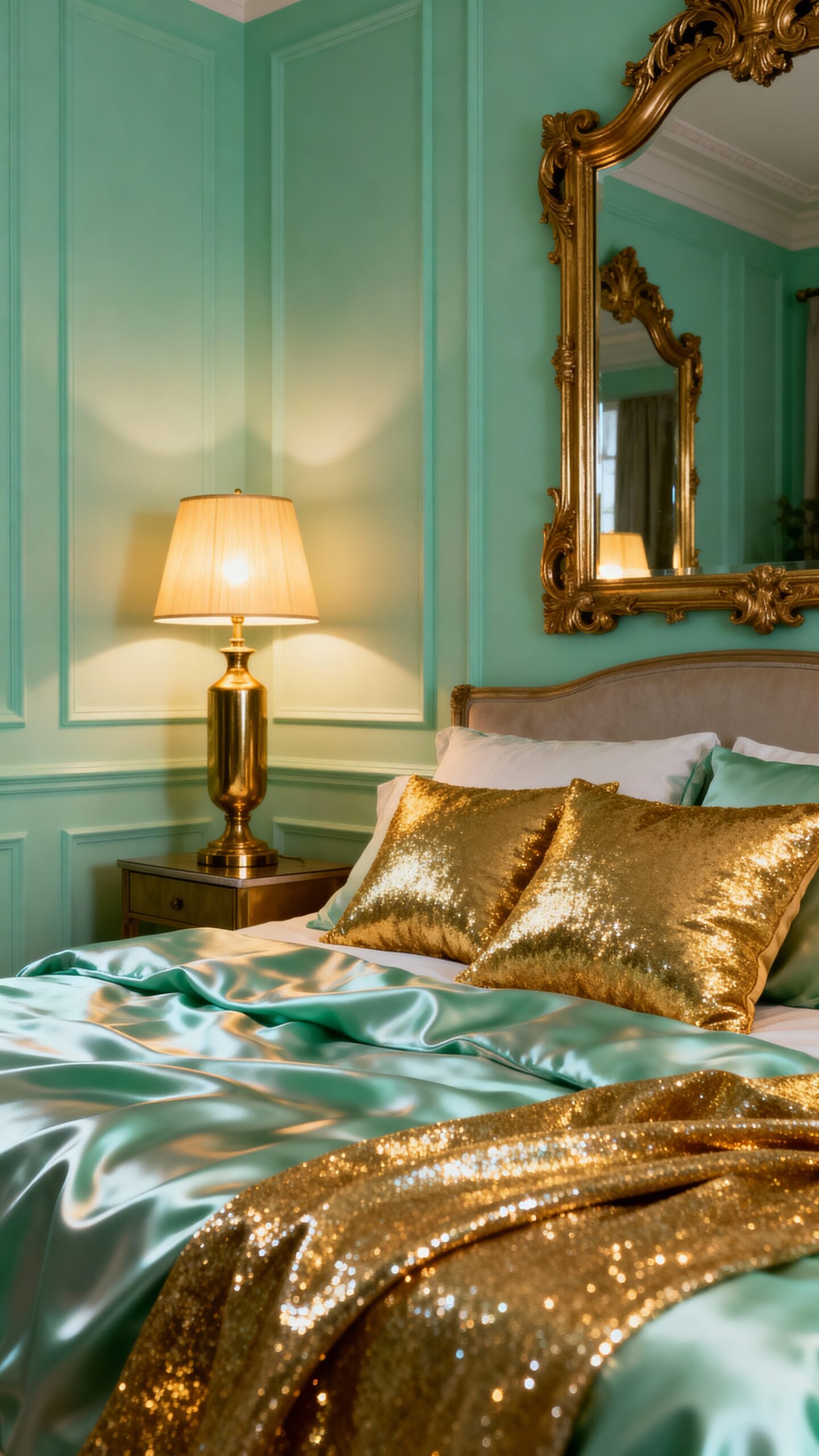 mint and golden glamorous elegance