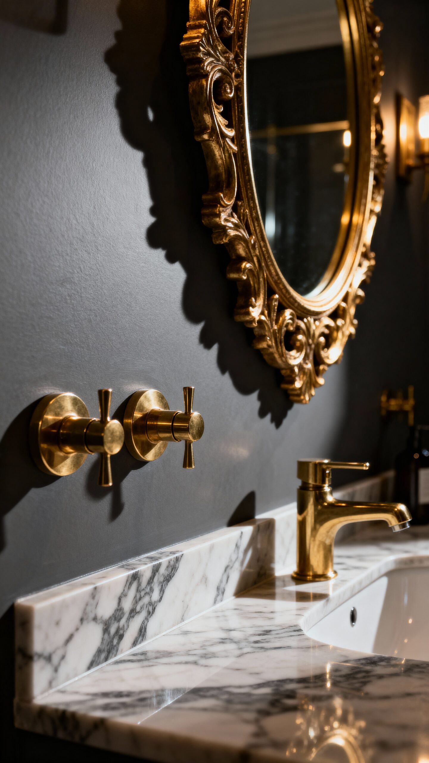 moody dramatic half bath designs