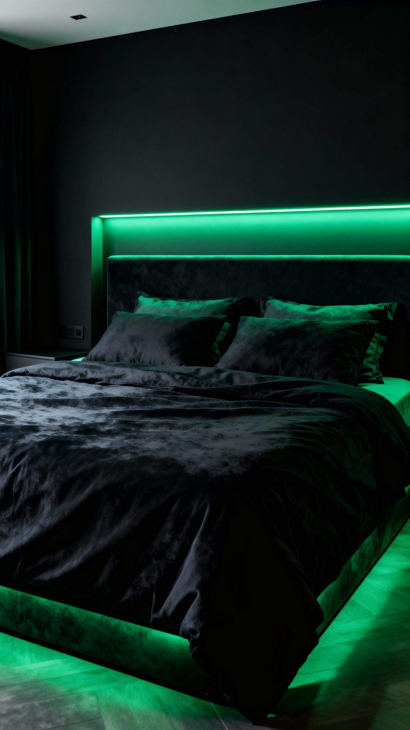 moody midnight green lighting sanctuary