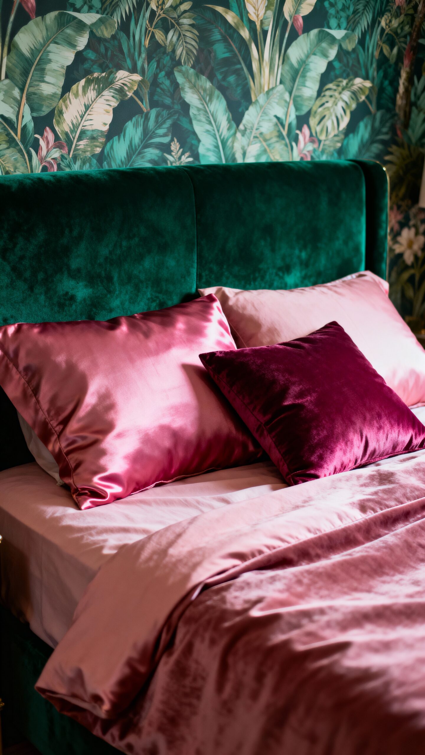 moody sophisticated forest green and berry pink