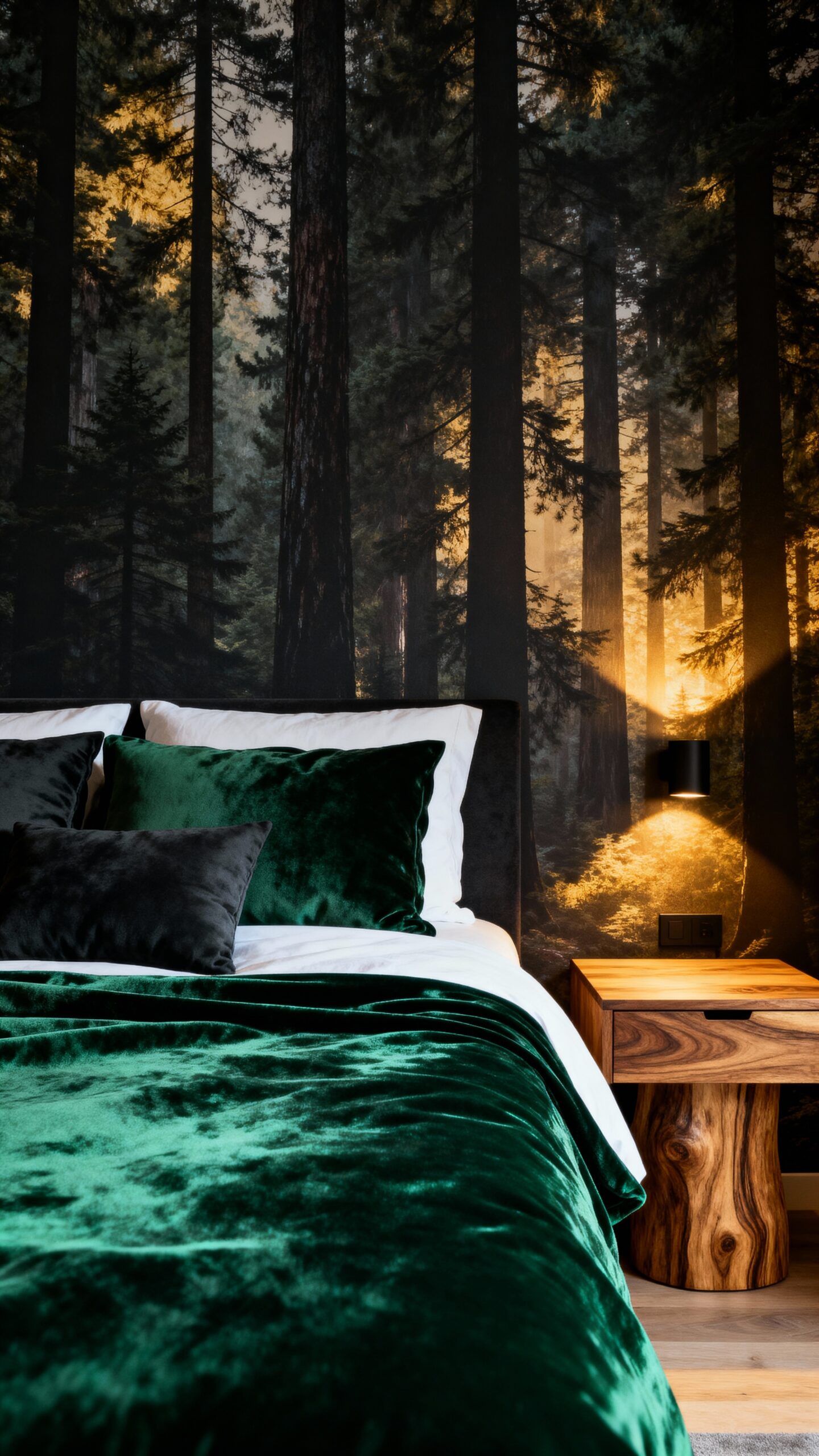 moody woodland retreat with green textures