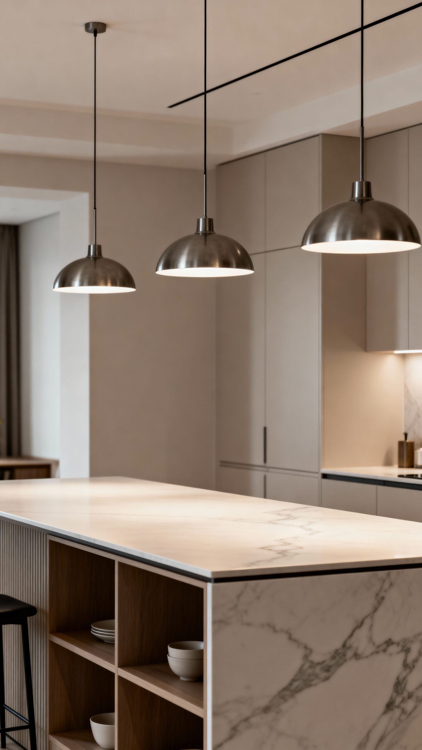 multifunctional open kitchen island design