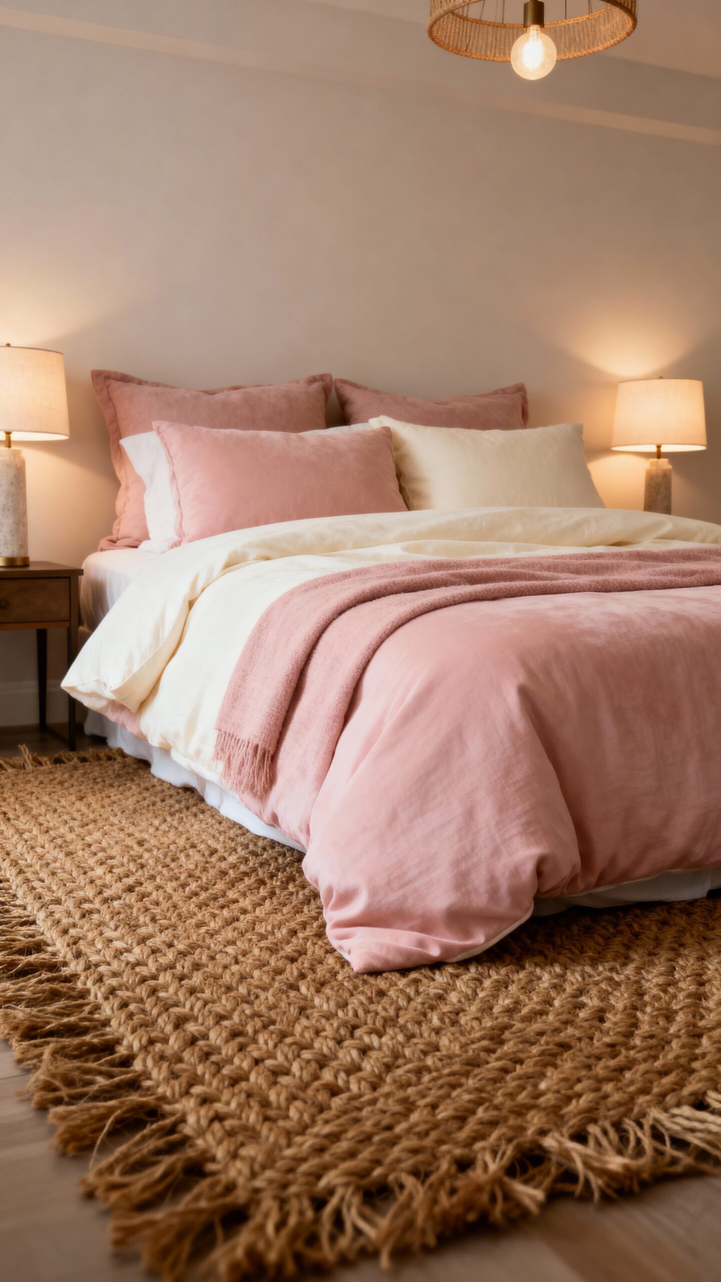 neutral grounding for pink cream bedding