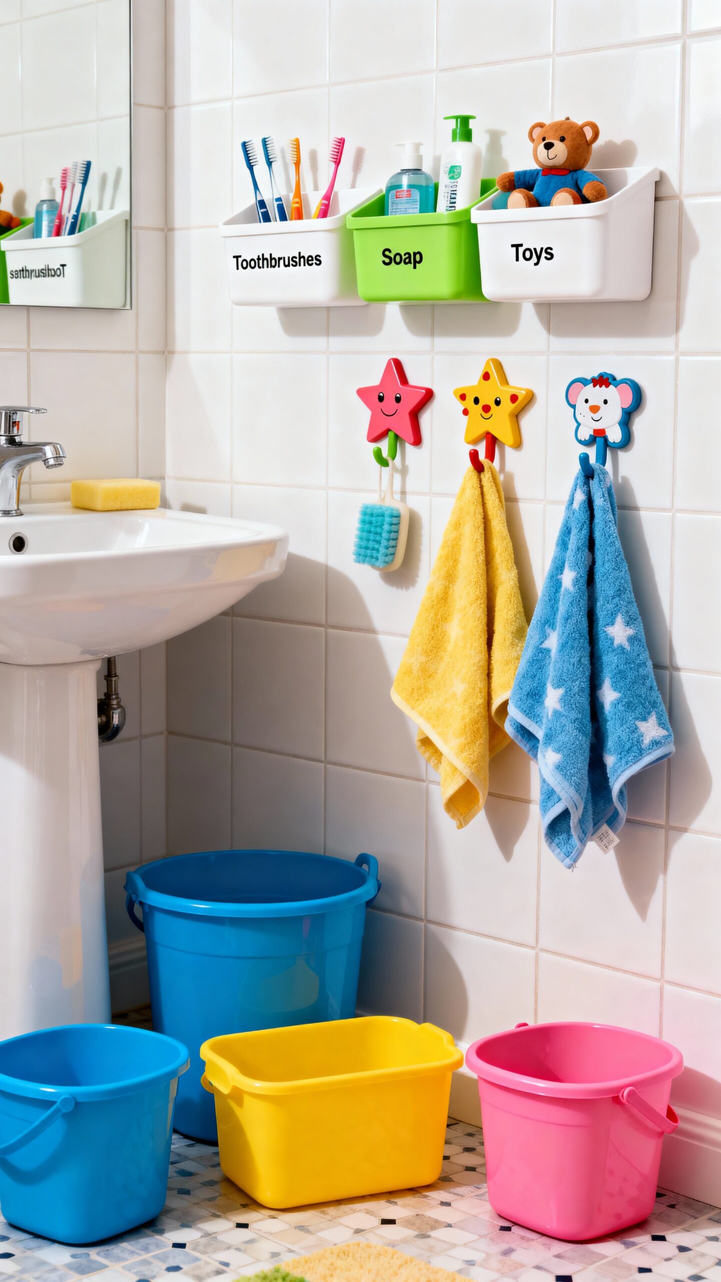 organize kids bathroom cleverly