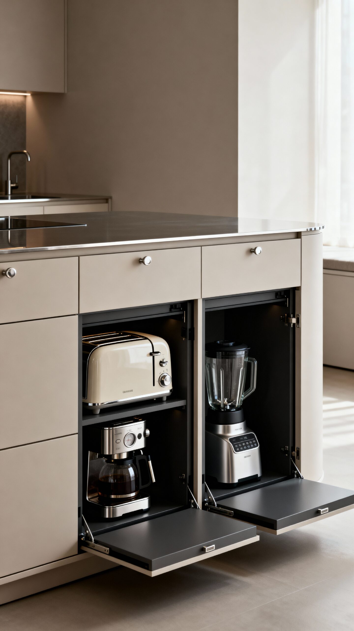 organized hidden appliances streamlined kitchen layout