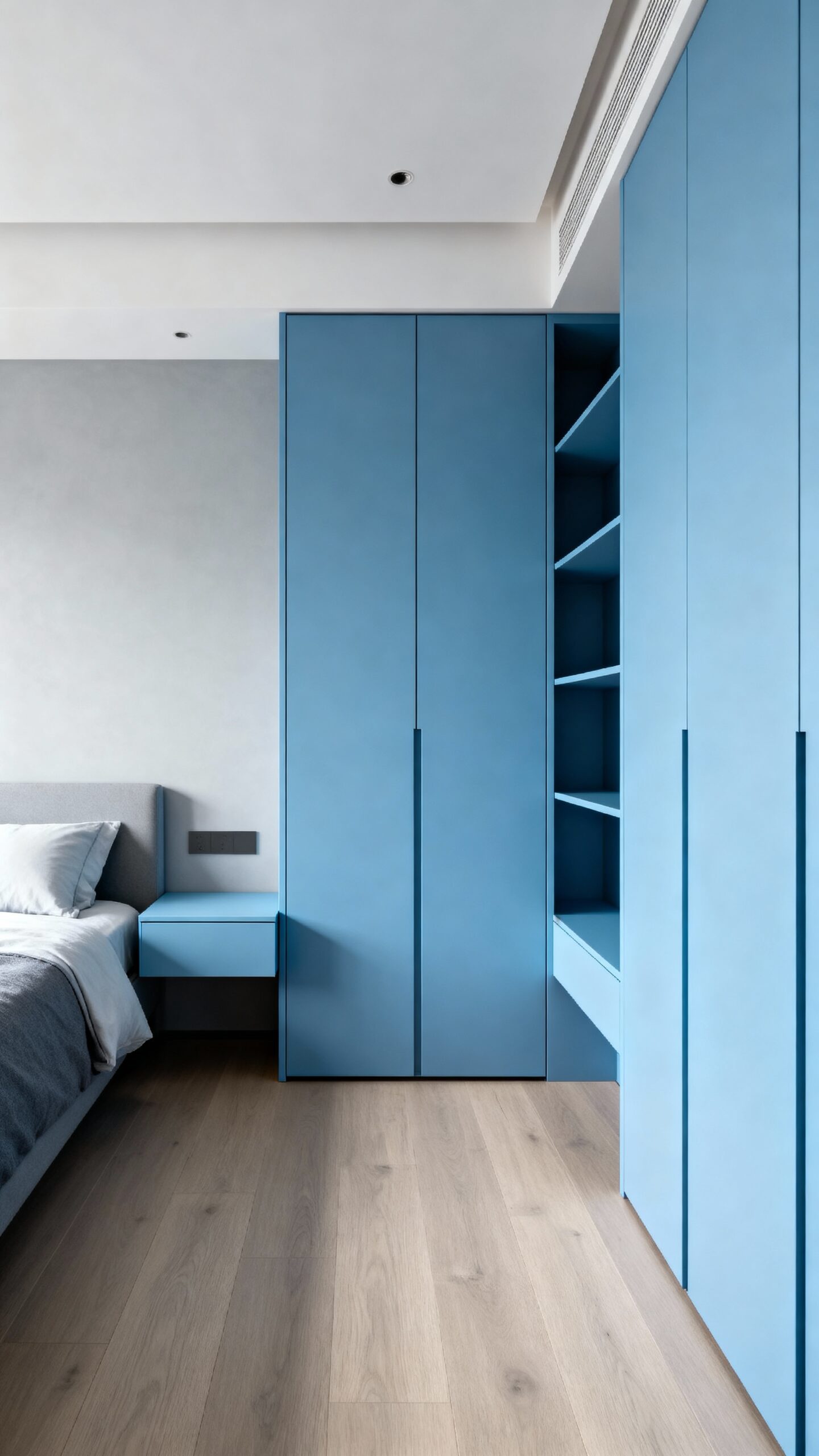 organized serene maximized seamless bedroom storage