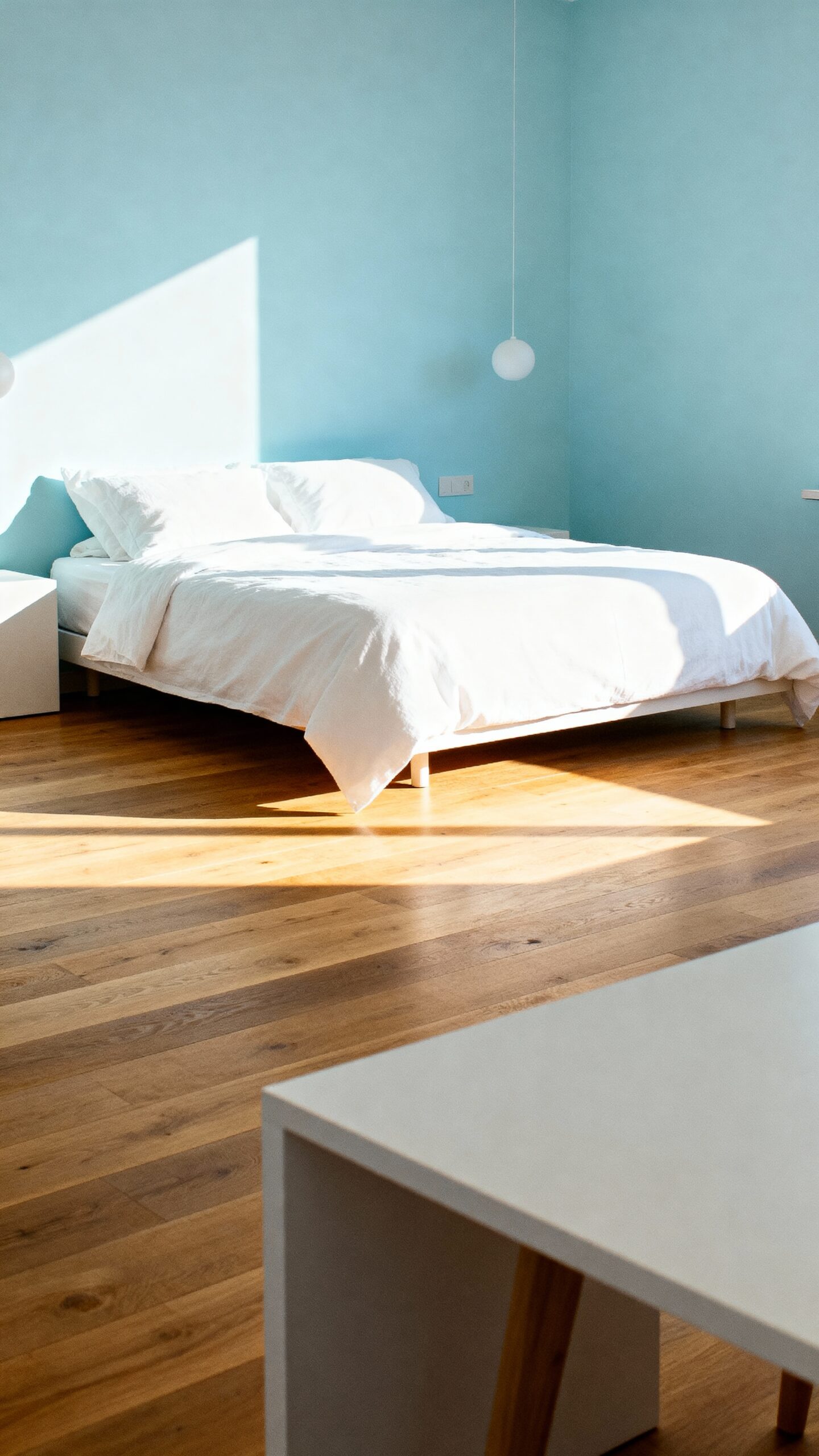 peaceful tranquil minimalist scandinavian bedroom design