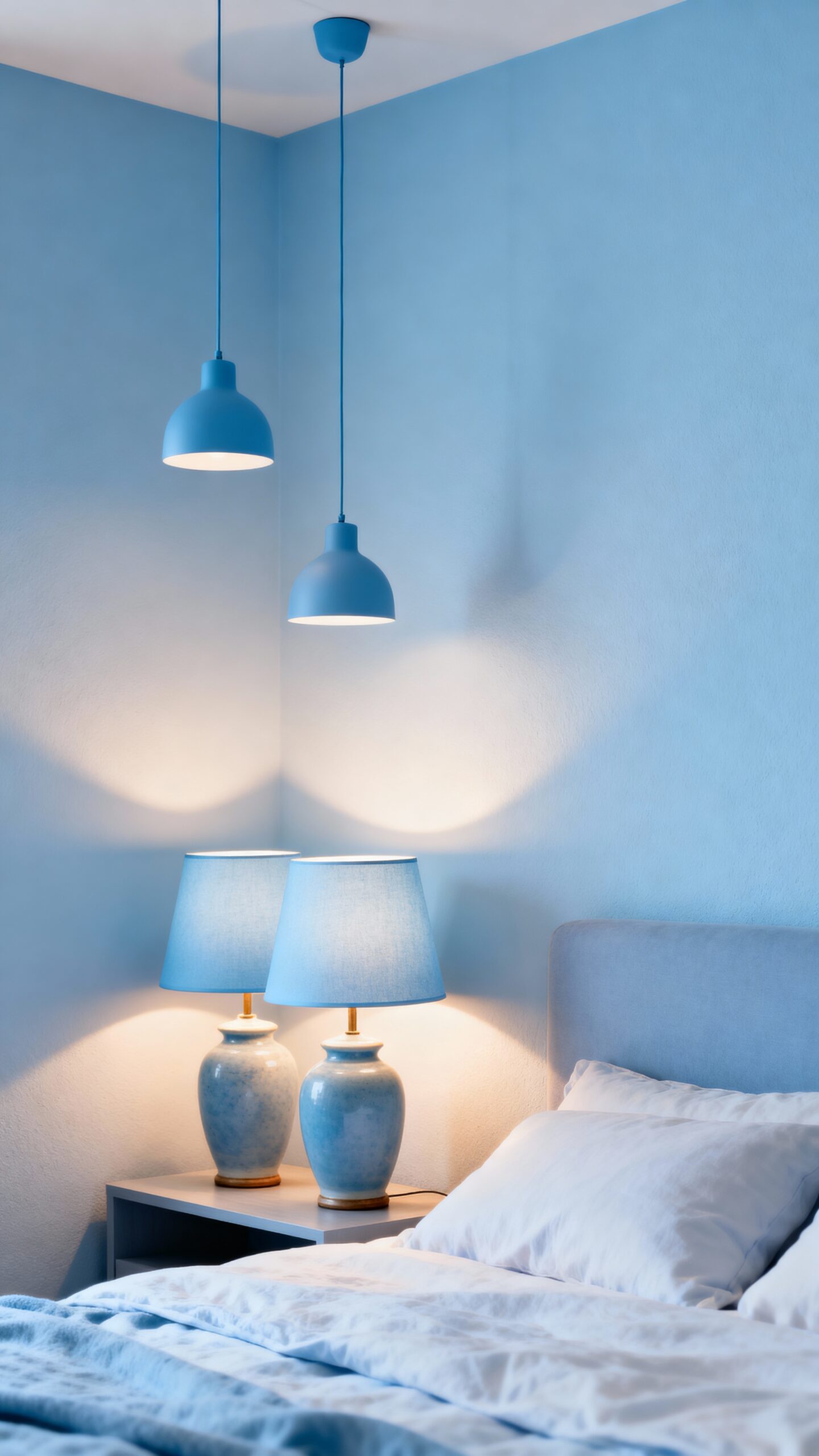 refined blue lighting fixtures tranquil ambiance