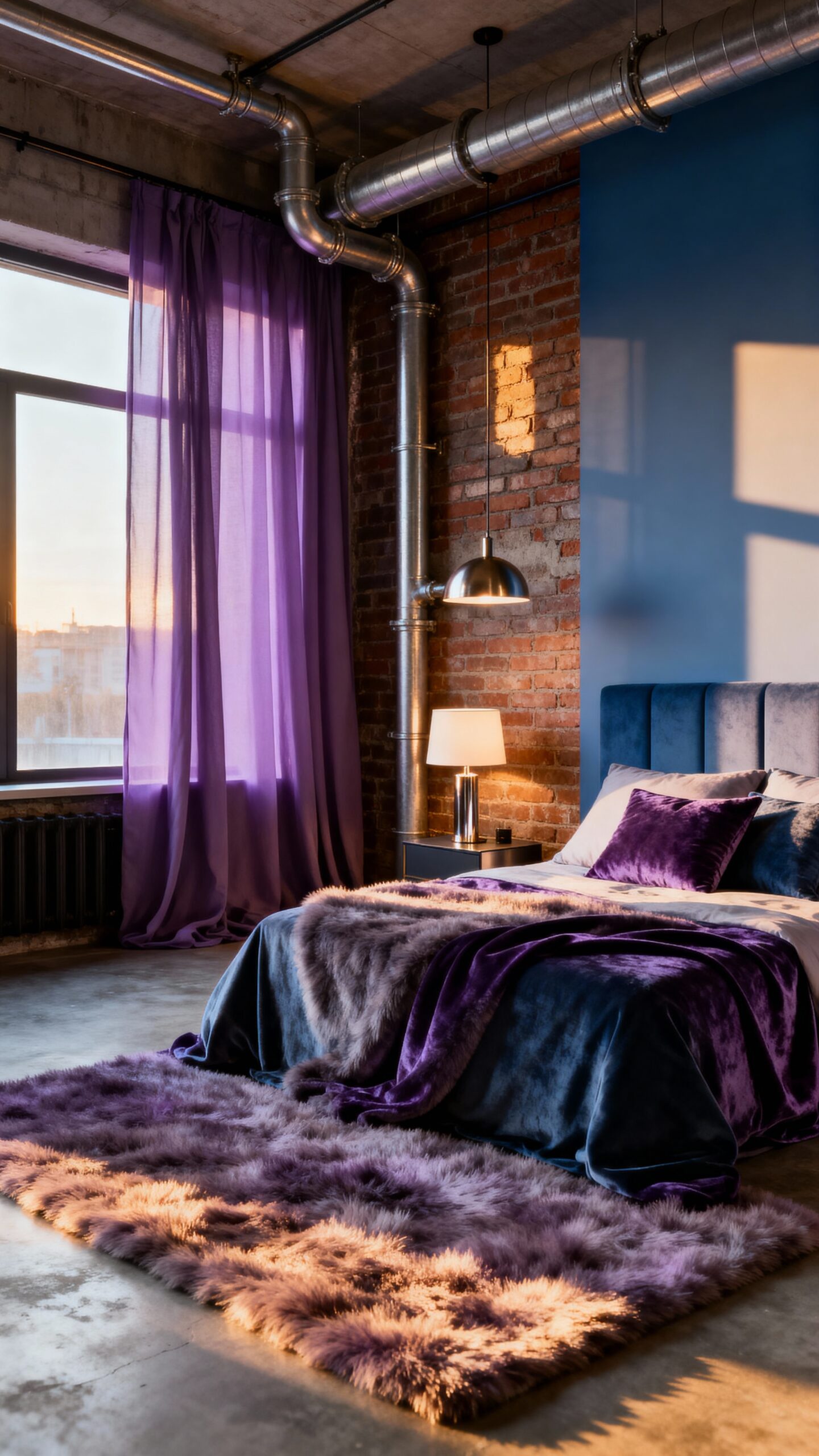 refined industrial chic bedroom aesthetic